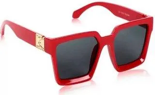 Round, Retro Square Sunglasses (For Men & Women, Red, Red)