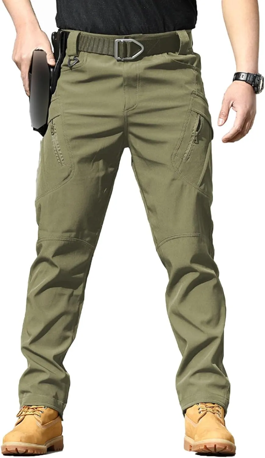 Rugstor Flexcamo - Tactical Waterproof Pants, Lightweight Waterproof Quick Dry Tactical Pants with Belt