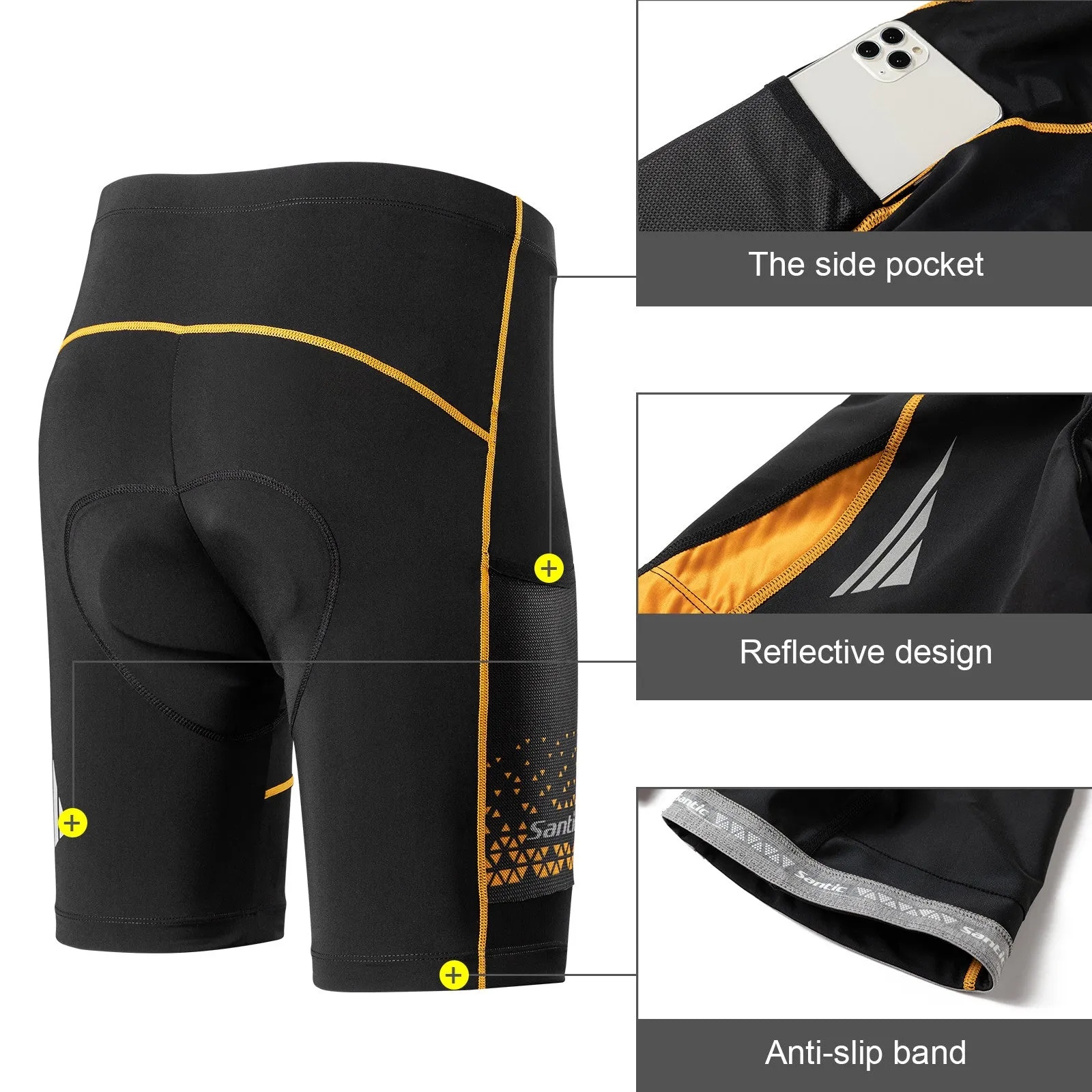 Santic Cloud Edge Yellow Padded Men’s Cycling Shorts