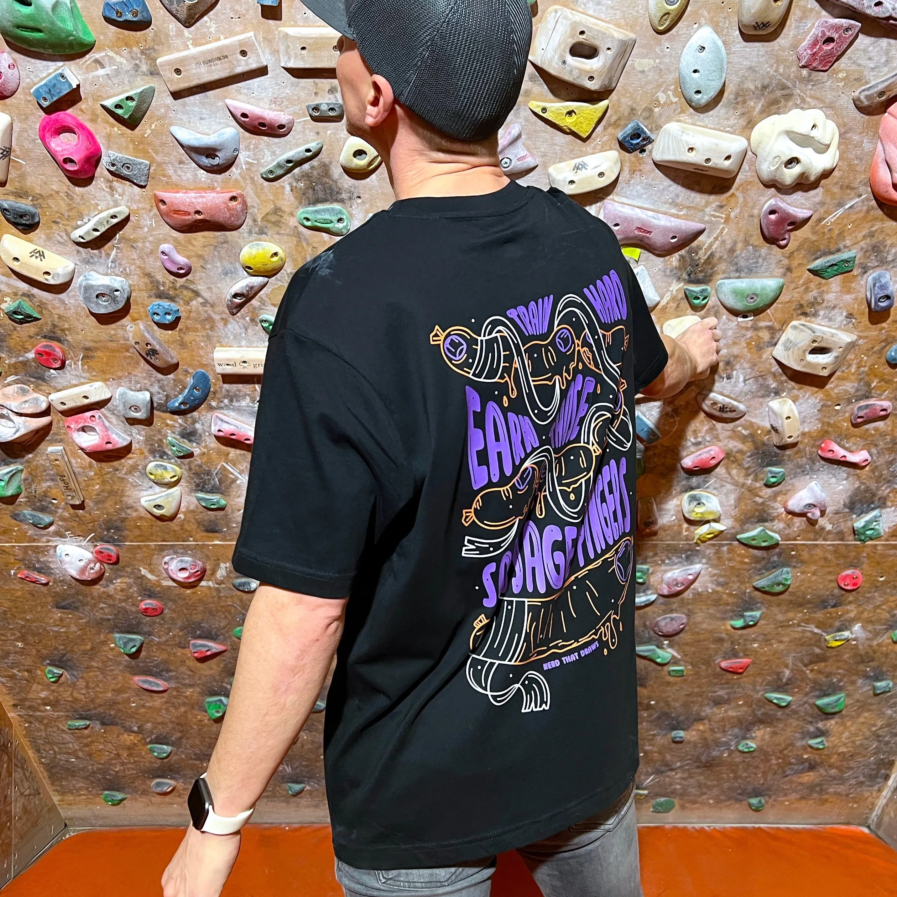 Sausage Fingers Climbing T-Shirt - Black