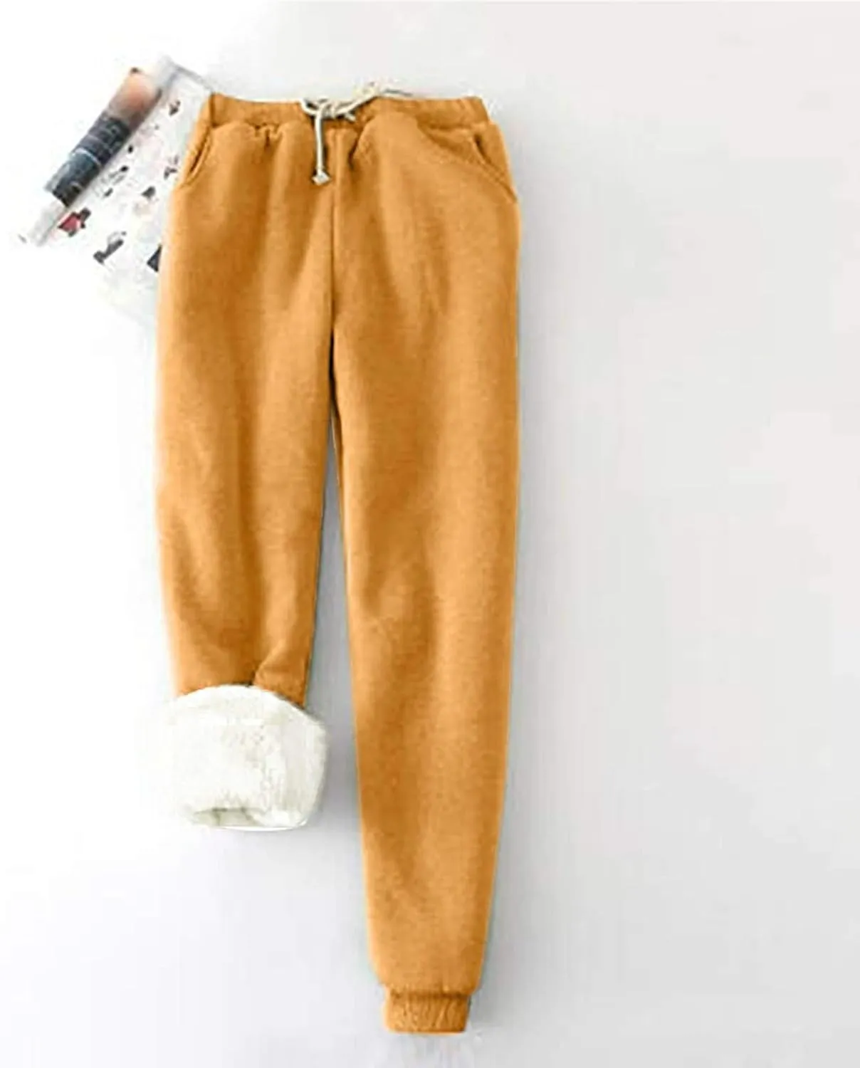 sdbrld Fleece Lined Joggers Women,Womens Sherpa Lined Sweatpants Winter Solid Athletic Running Soft Fleece Pants Sweatpants