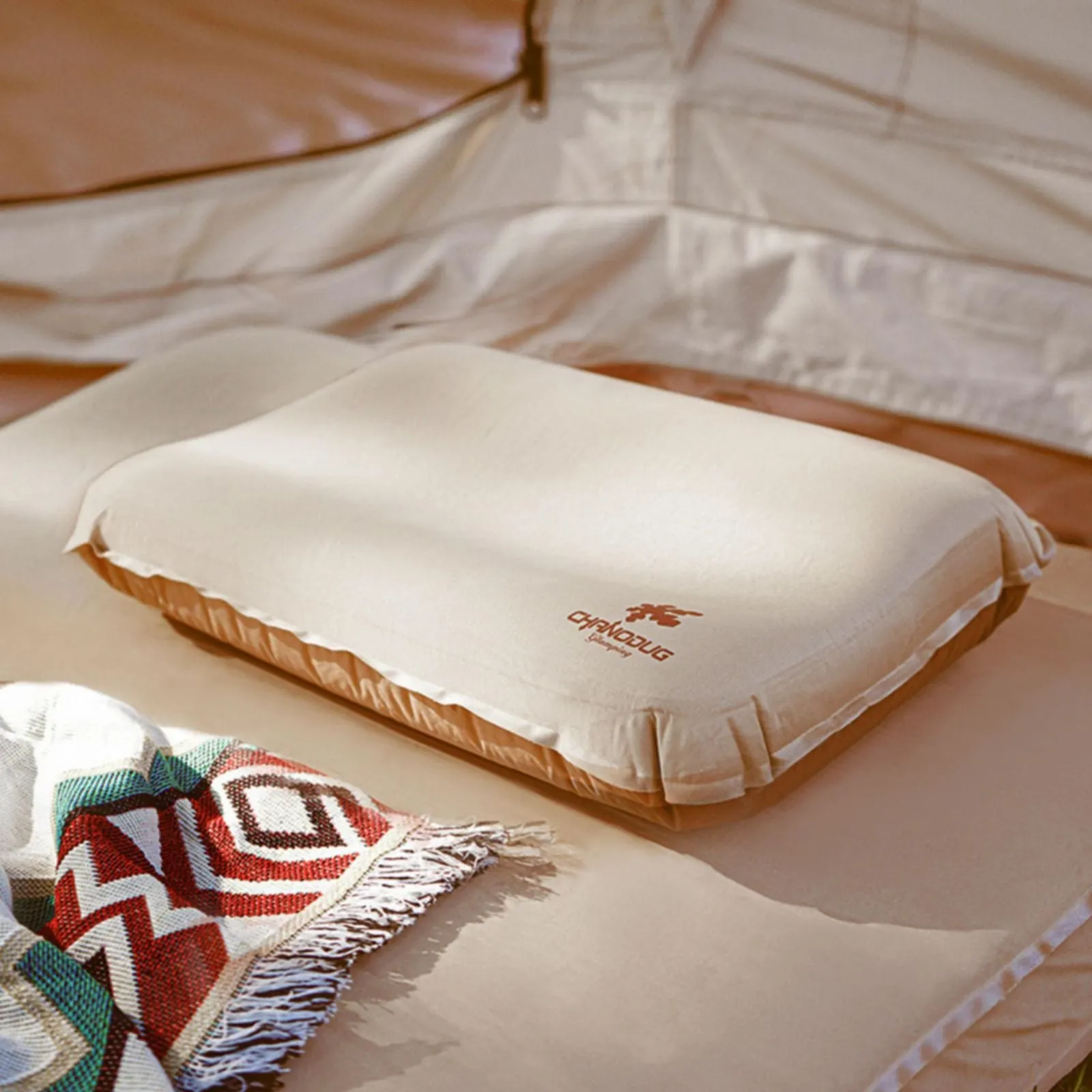 Self Inflating Camping Pillow with Ergonomic 3D Support, Foam Inflatable Travel Pillow