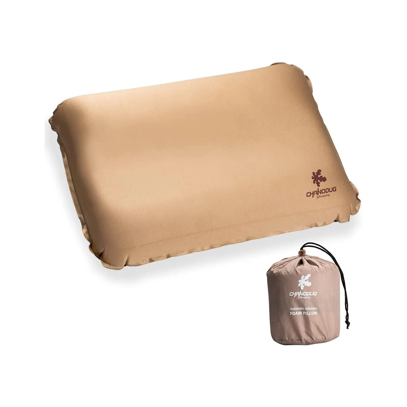 Self Inflating Camping Pillow with Ergonomic 3D Support, Foam Inflatable Travel Pillow