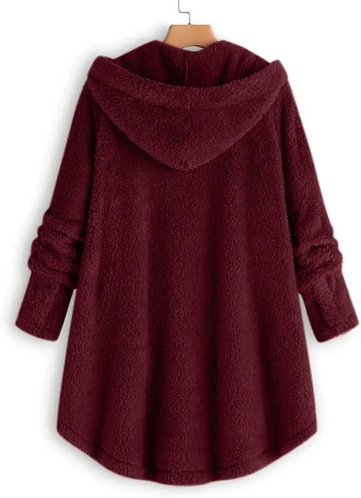 Sherpa Jacket Women Trendy Winter Long Sleeve Fleece Jacket Faux Fur Outerwear Full Button Warming Coats with Pockets