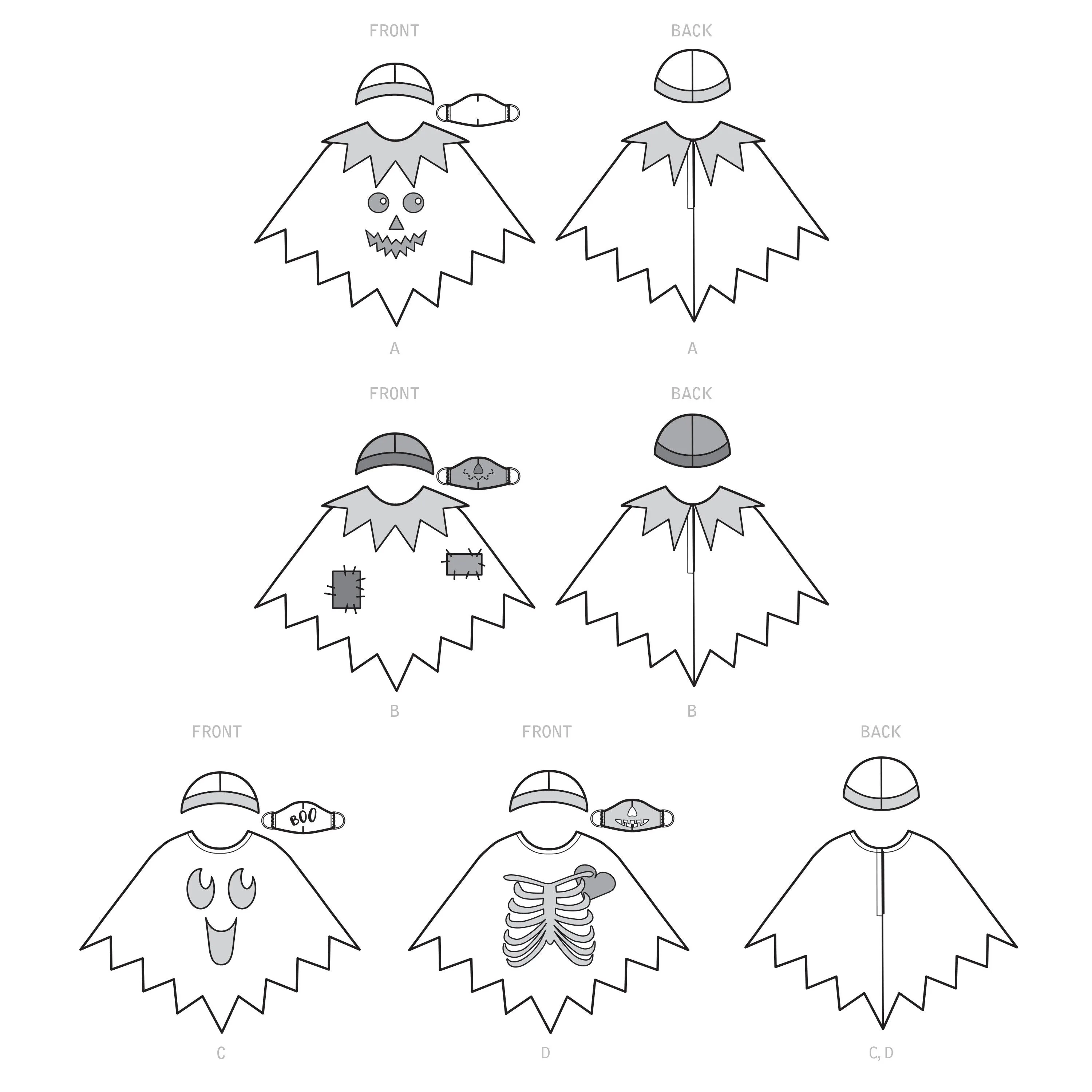 Simplicity Sewing Pattern 9351 Children's Halloween Poncho Costumes and hats