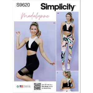 Simplicity Sewing Pattern S9620 Misses' and Women's Knit Sports Bra, Leggings and Bike Shorts by Madalynne Intimates