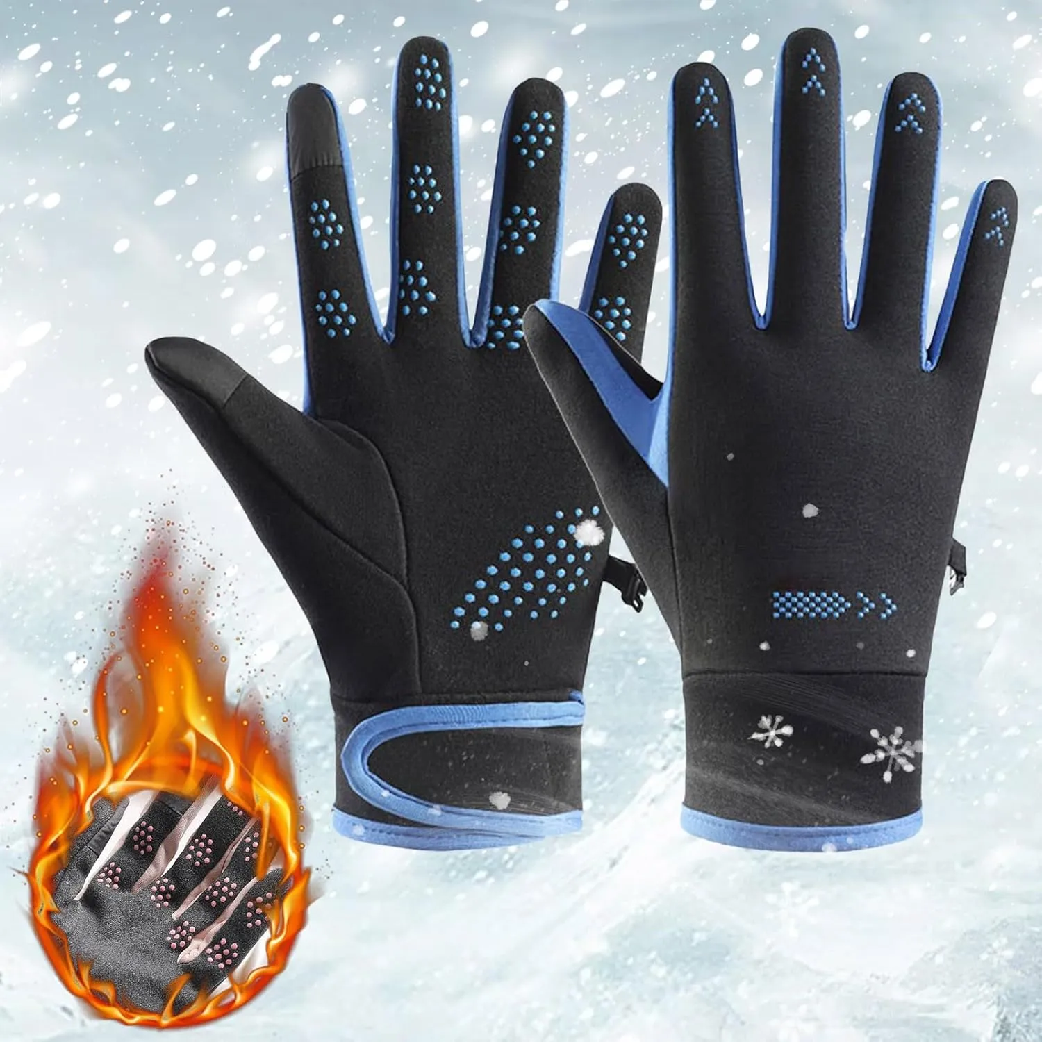 Ski Snow Gloves Touchscreen Winter Warm for Men Women Mens Gloves for Cold Weather Snowboarding Gloves
