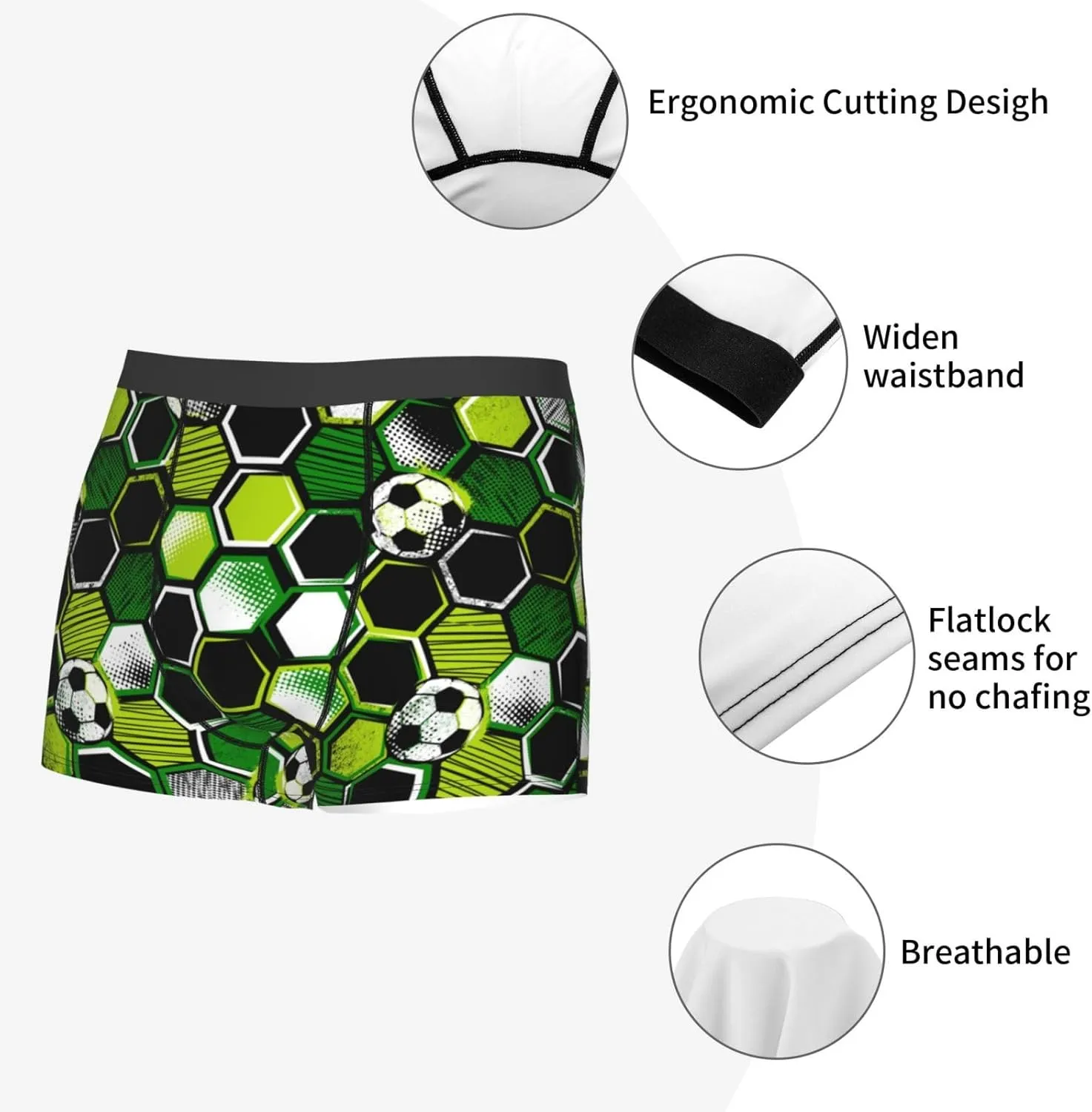 Soccer1 Print Boxer Briefs For Men Breathable Underwear-