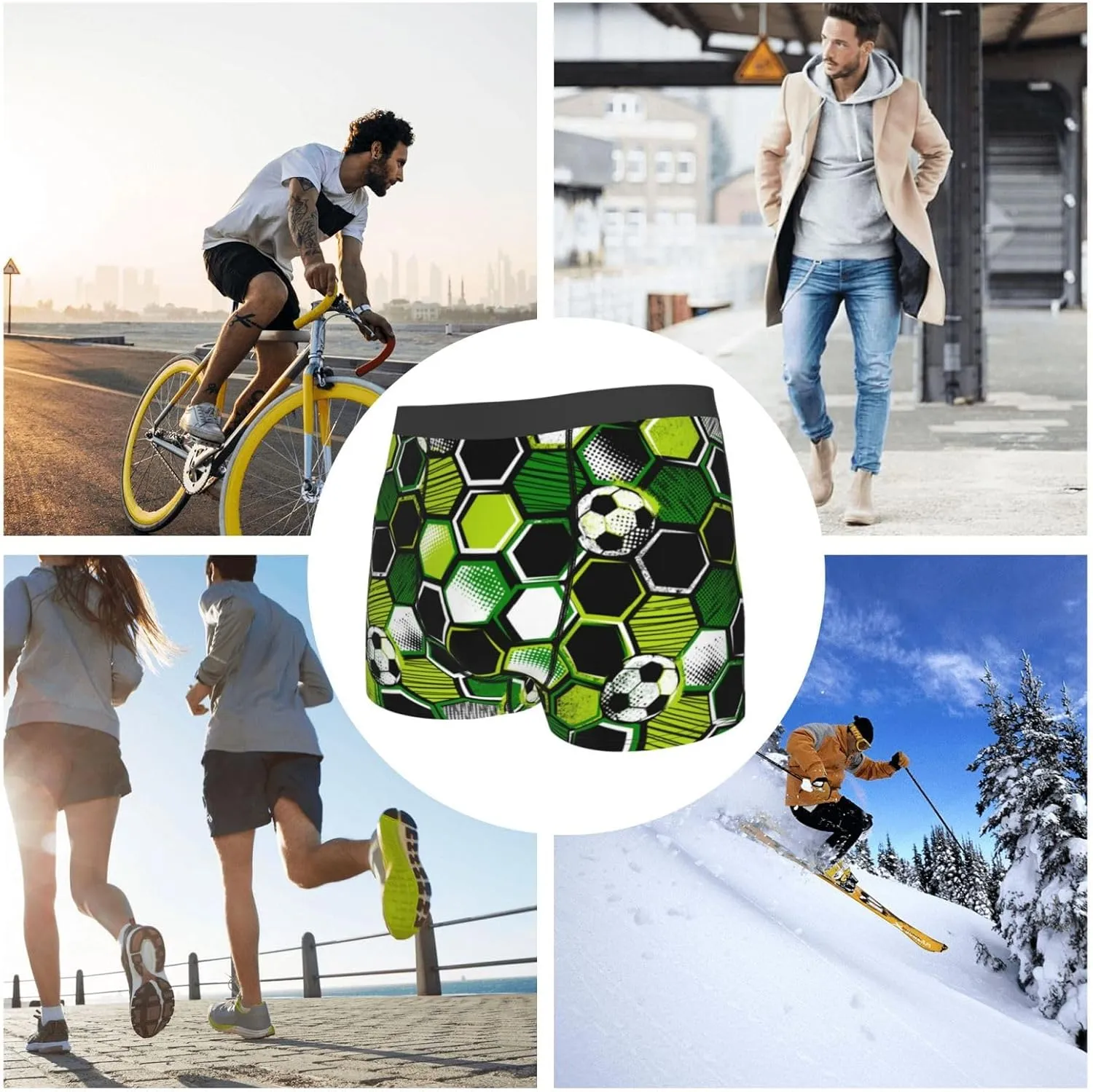 Soccer1 Print Boxer Briefs For Men Breathable Underwear-