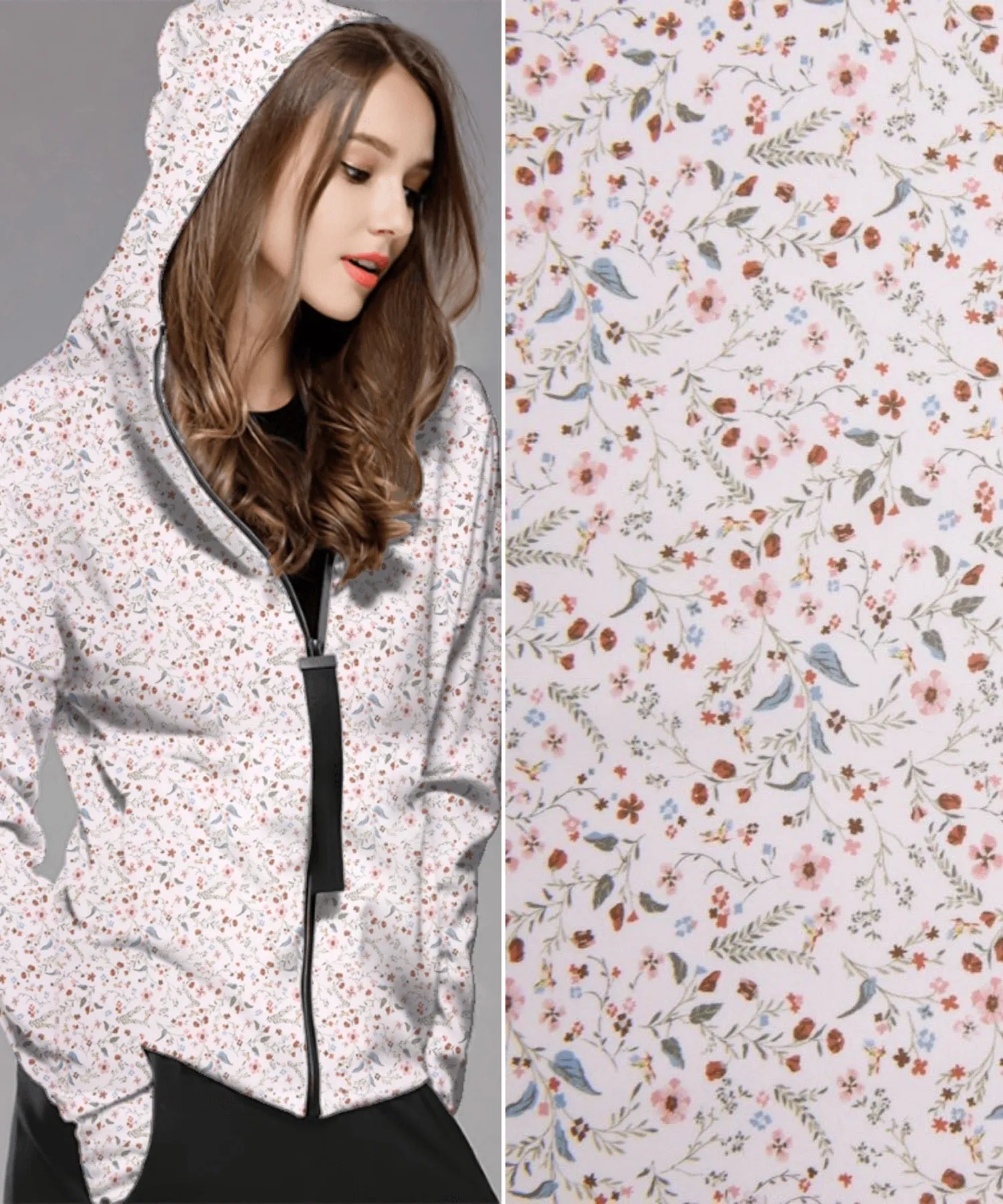 Softshell fabric Spring Floral  Print Waterproof Water Repellent Resistant
