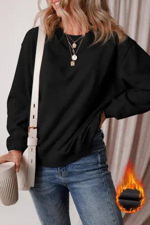 Solid Fleece Lined Terry Sweatshirt