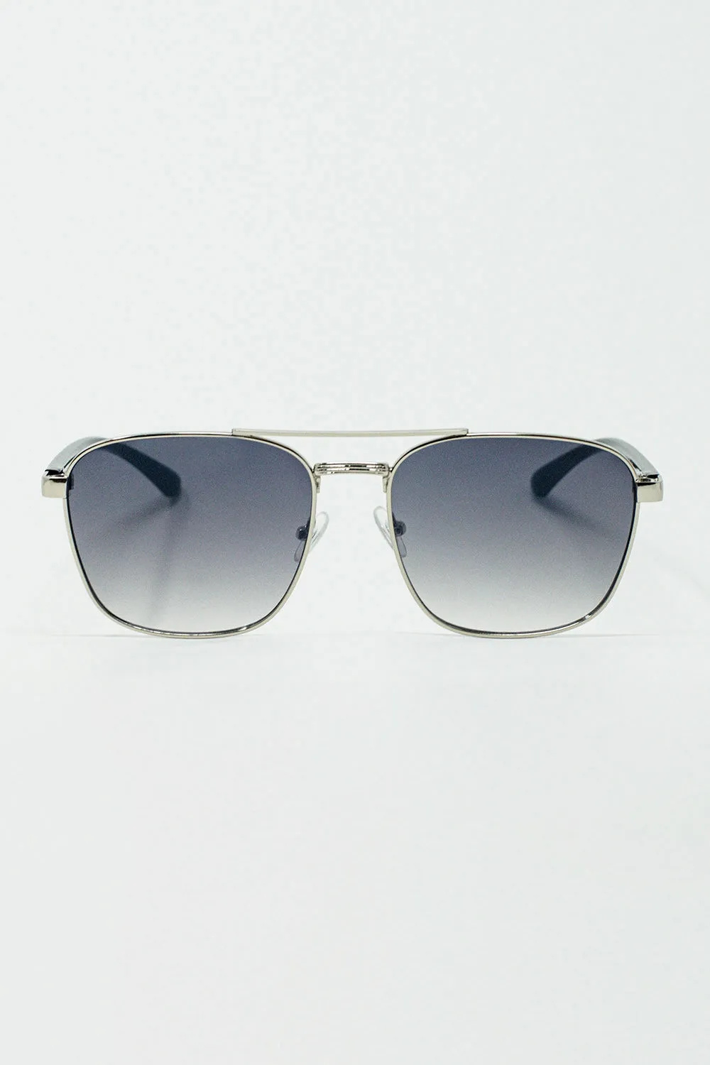 Squared Metal Sunglasses in Gray Smoke Lens