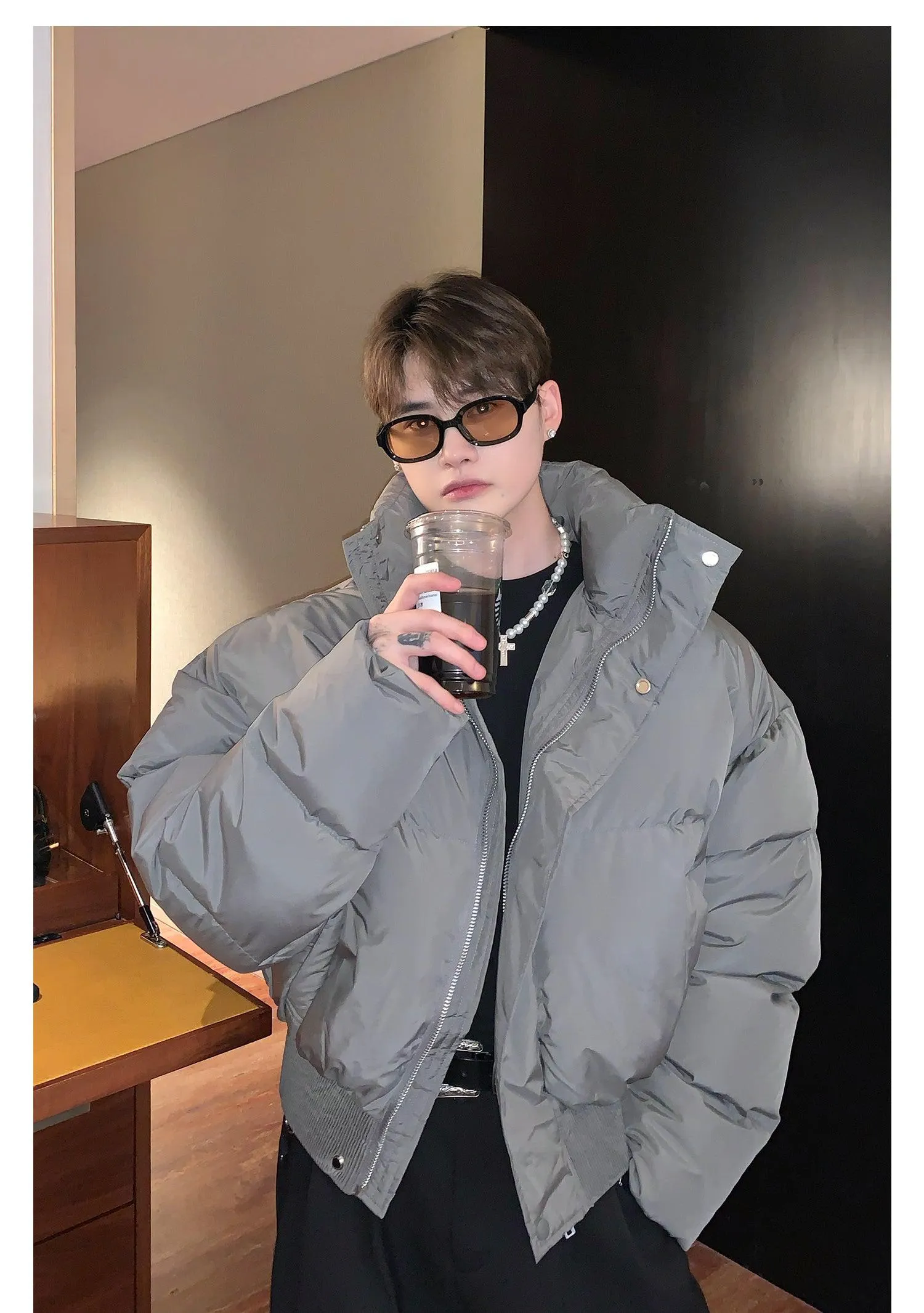 Stand Collar Short Puffer Jacket