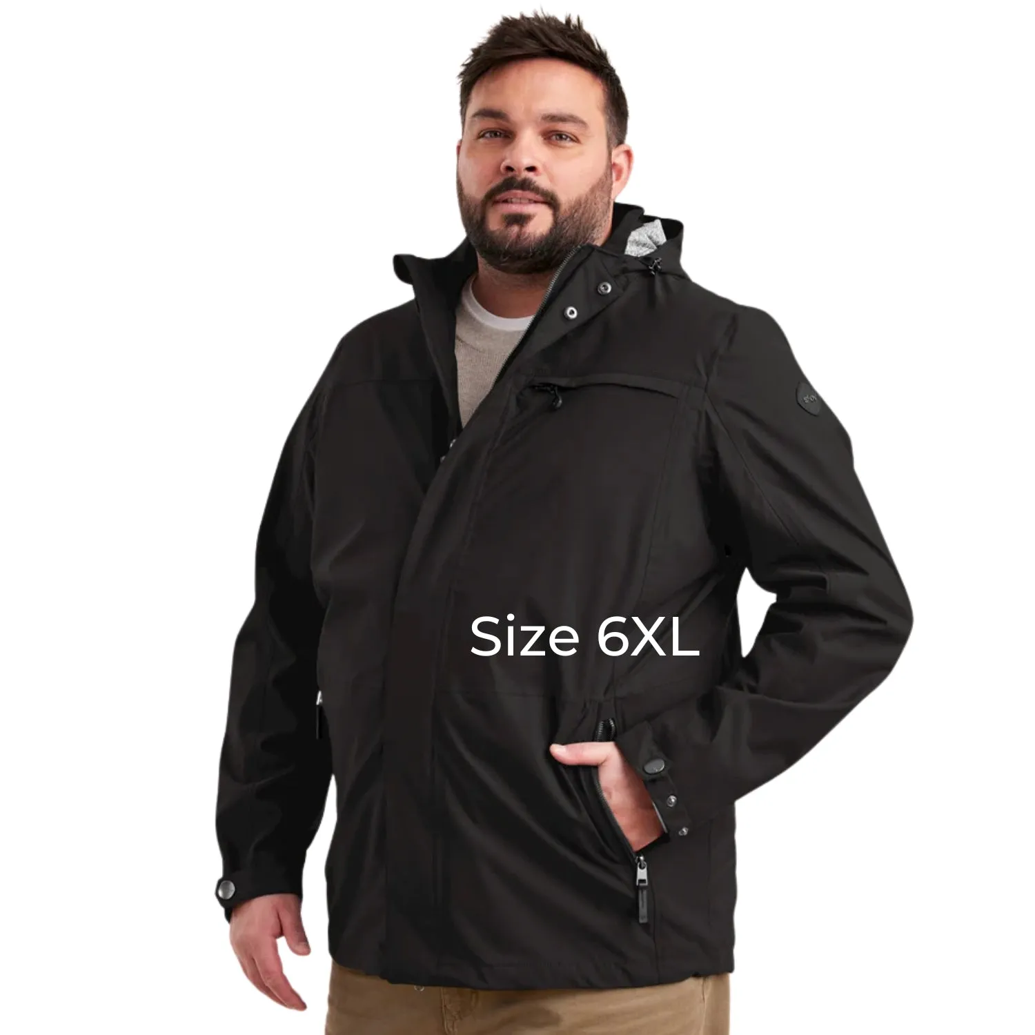 STOY Ben Men’s Plus Size Shell Jacket Black Sizes 3XL-6XL