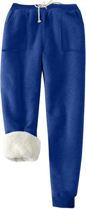 Sweatpants for Women Fleece Lined Winter Warm High Waist Athletic Jogger Pants Thicken Outdoor Pants with Pockets