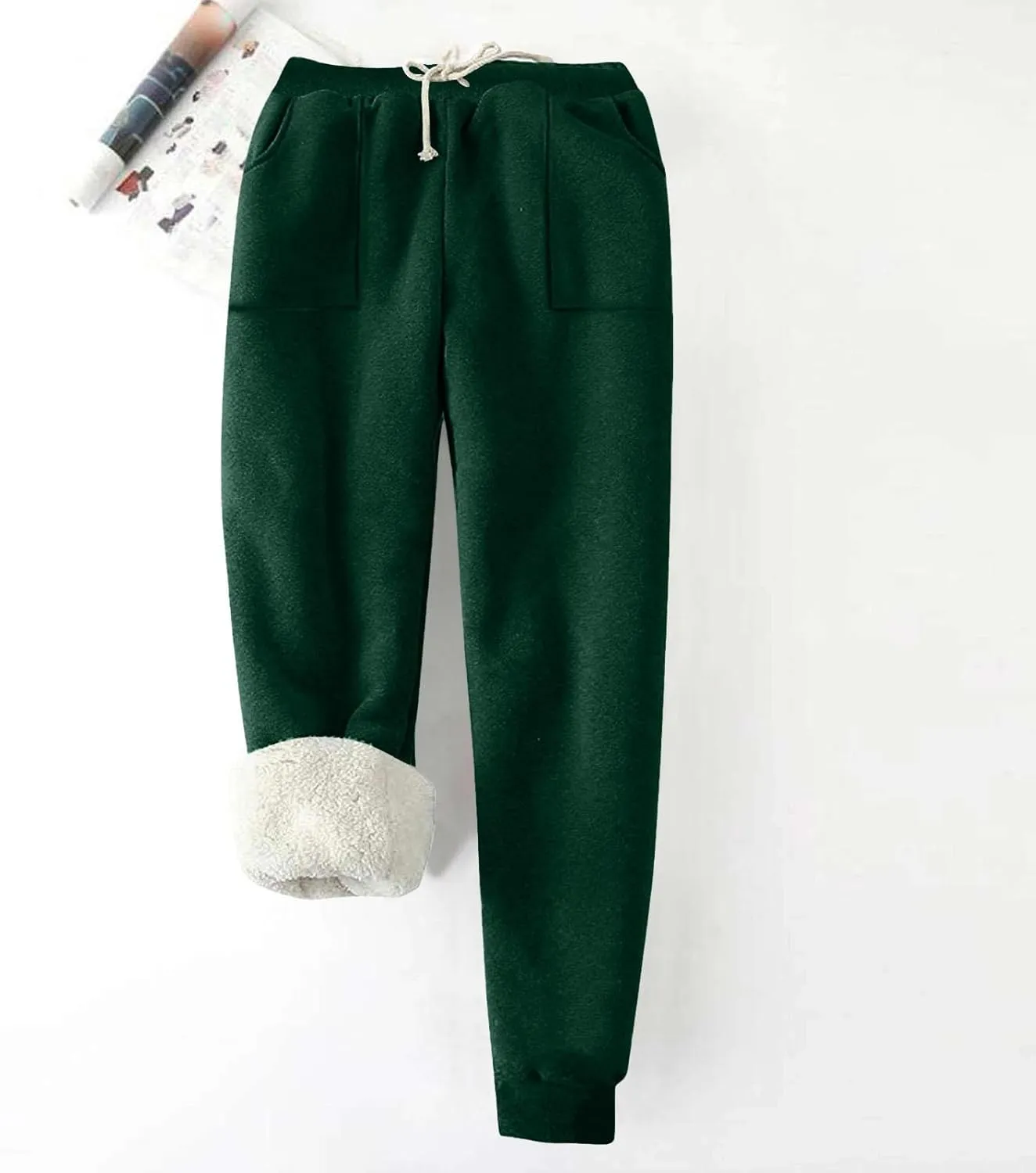 Sweatpants for Women Fleece Lined Winter Warm High Waist Athletic Jogger Pants Thicken Outdoor Pants with Pockets
