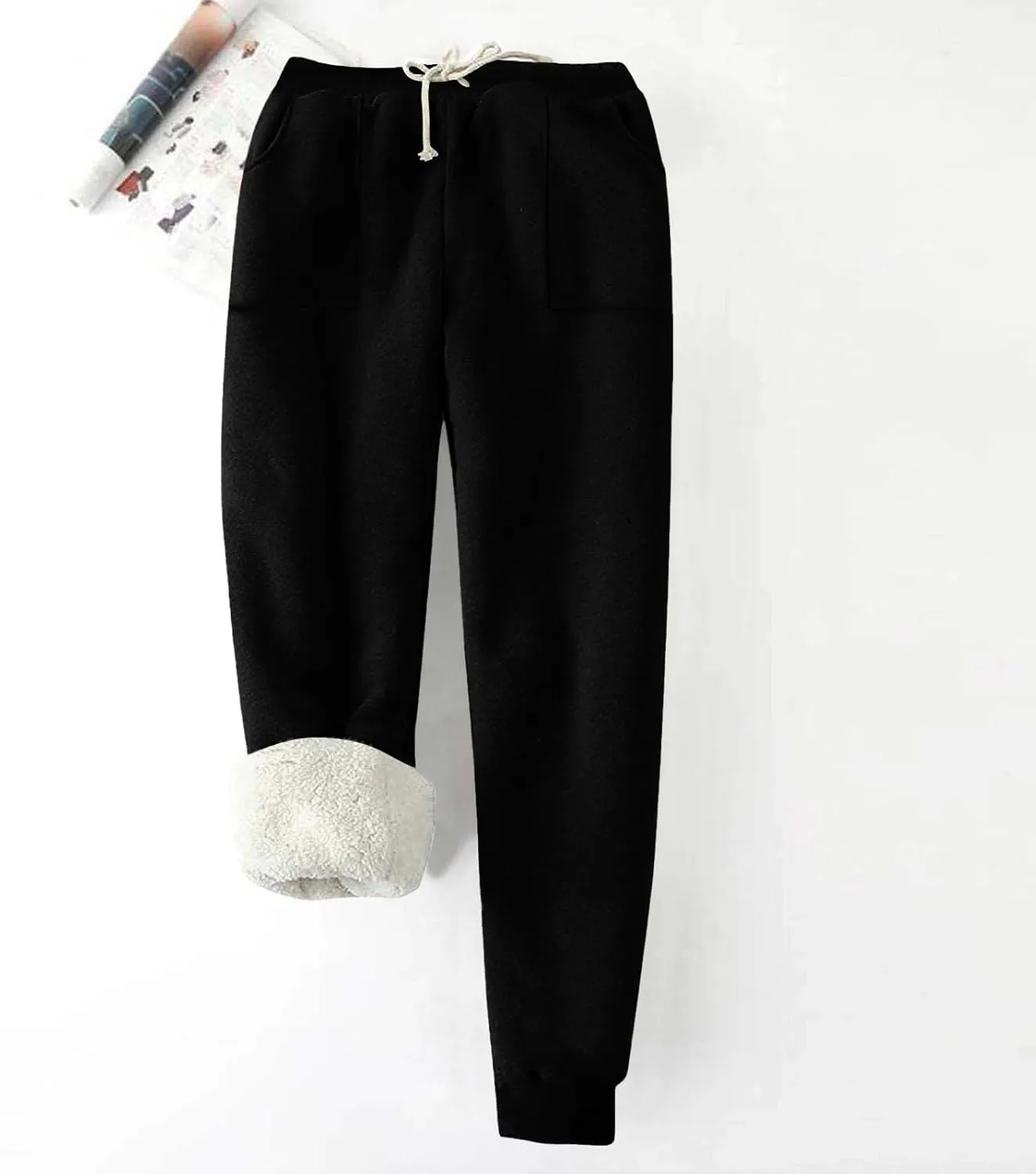 Sweatpants for Women Fleece Lined Winter Warm High Waist Athletic Jogger Pants Thicken Outdoor Pants with Pockets
