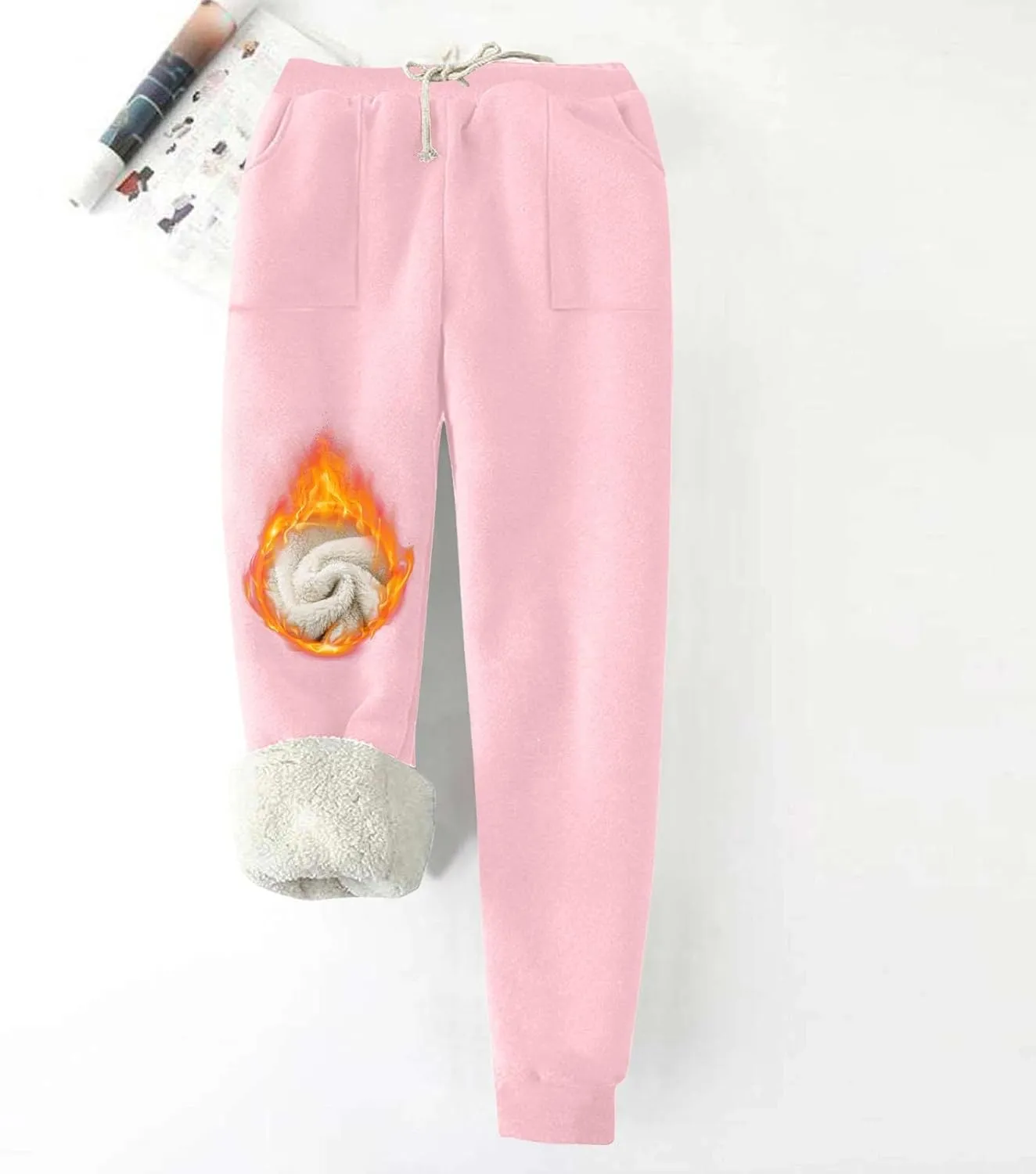 Sweatpants for Women Fleece Lined Winter Warm High Waist Athletic Jogger Pants Thicken Outdoor Pants with Pockets