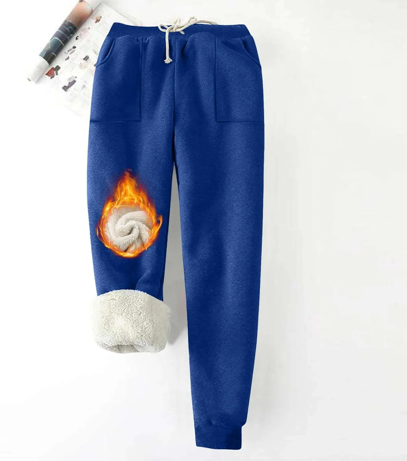 Sweatpants for Women Fleece Lined Winter Warm High Waist Athletic Jogger Pants Thicken Outdoor Pants with Pockets