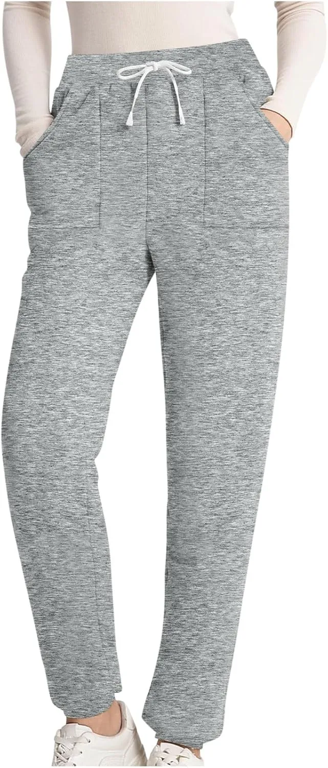 Sweatpants for Women Fleece Lined Winter Warm High Waist Athletic Jogger Pants Thicken Outdoor Pants with Pockets