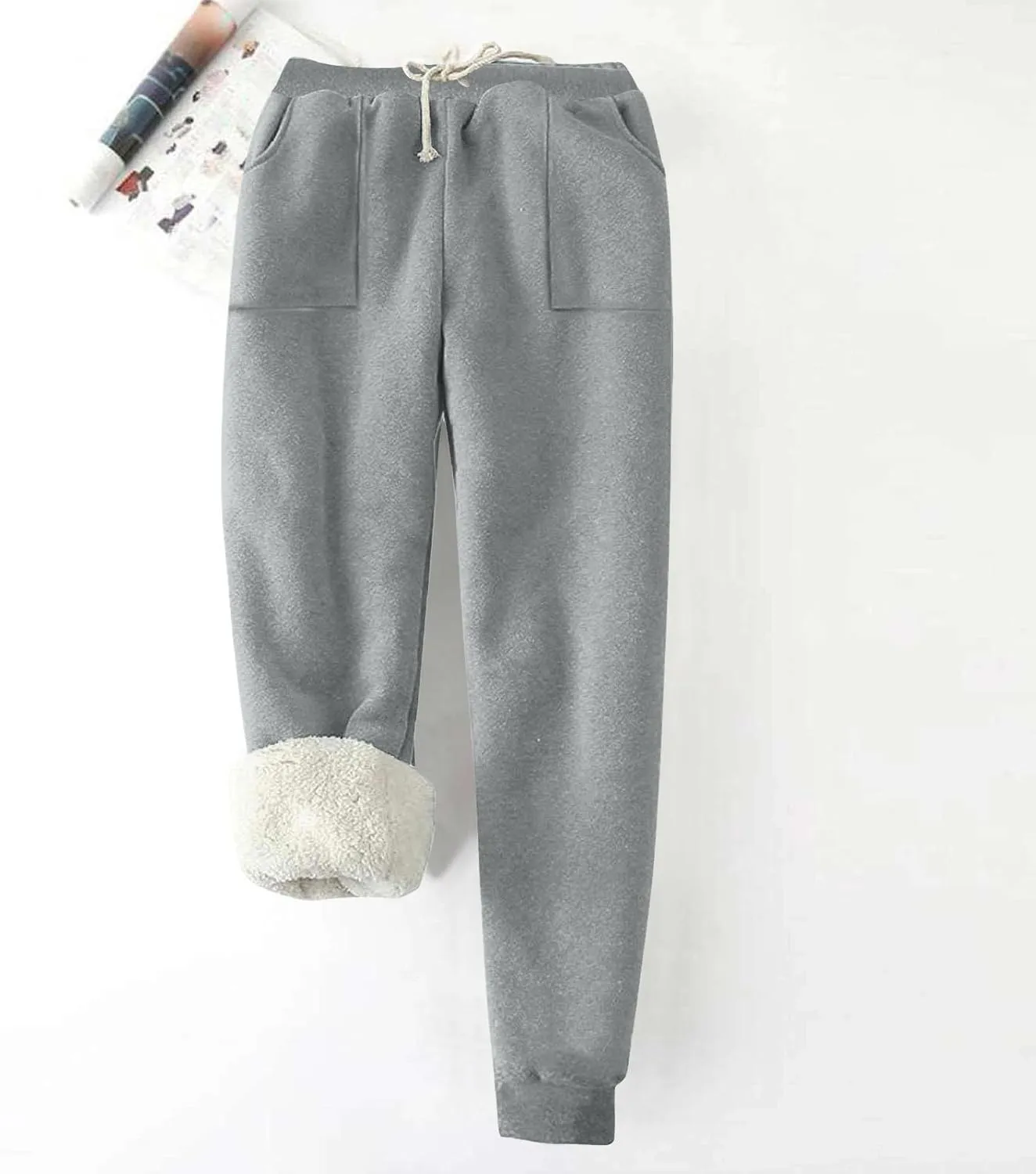 Sweatpants for Women Fleece Lined Winter Warm High Waist Athletic Jogger Pants Thicken Outdoor Pants with Pockets