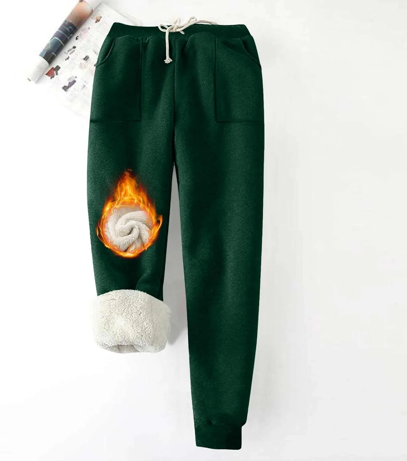 Sweatpants for Women Fleece Lined Winter Warm High Waist Athletic Jogger Pants Thicken Outdoor Pants with Pockets
