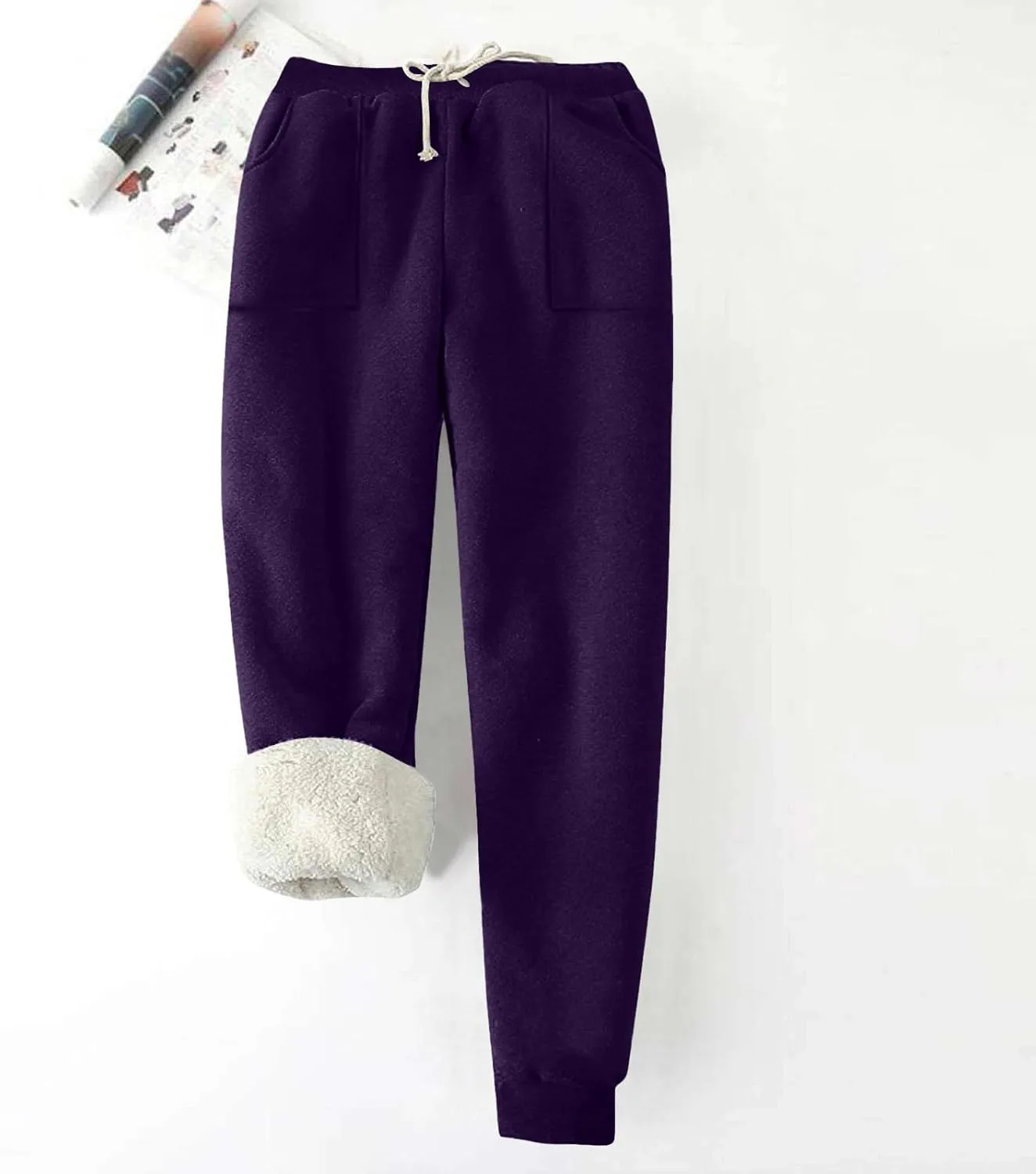 Sweatpants for Women Fleece Lined Winter Warm High Waist Athletic Jogger Pants Thicken Outdoor Pants with Pockets