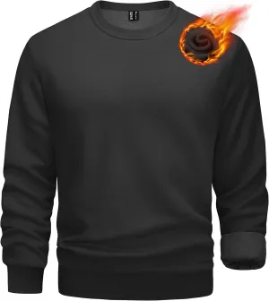 TACVASEN Men's Long Sleeve Crewneck Sweatshirt Winter and Fall Casual Warm Sweatshirt Fleece Lined Pullover