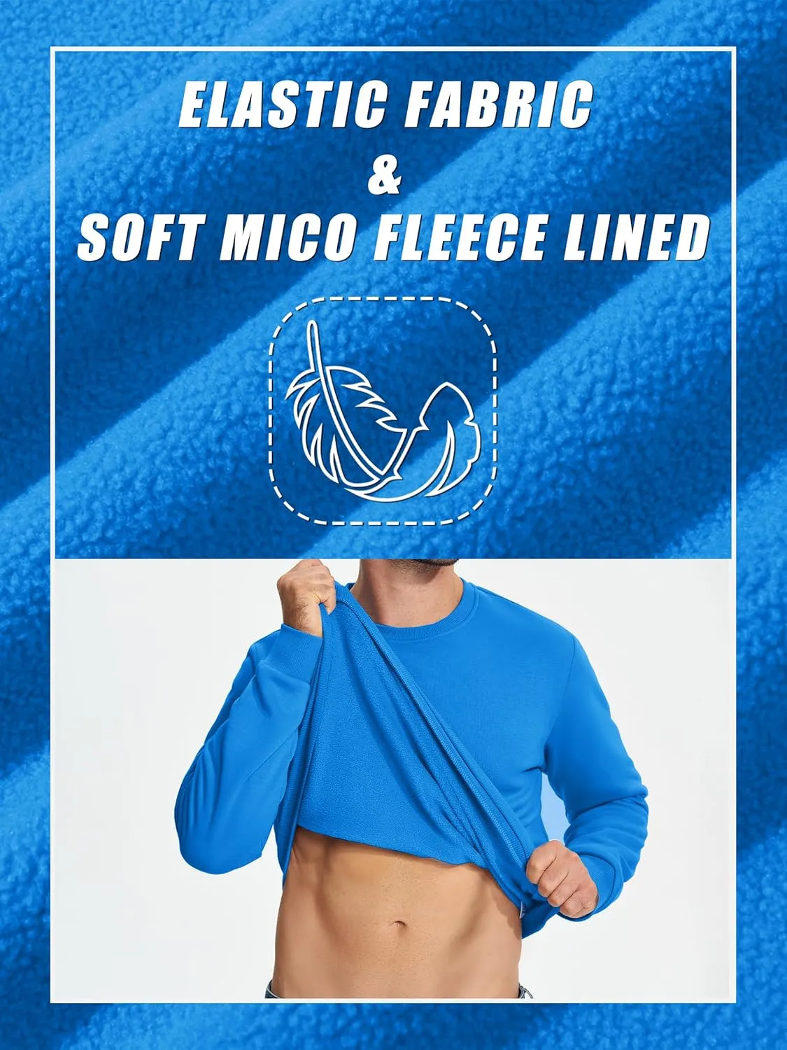 TACVASEN Men's Long Sleeve Crewneck Sweatshirt Winter and Fall Casual Warm Sweatshirt Fleece Lined Pullover