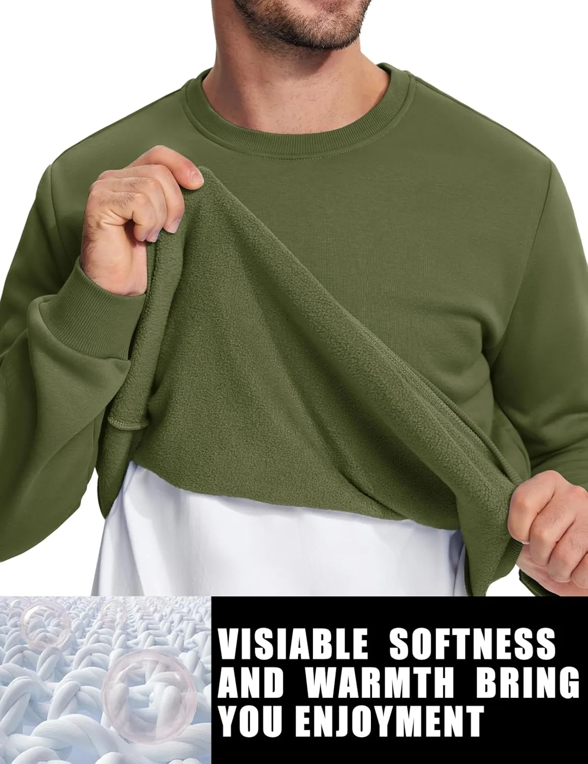 TACVASEN Men's Long Sleeve Crewneck Sweatshirt Winter and Fall Casual Warm Sweatshirt Fleece Lined Pullover
