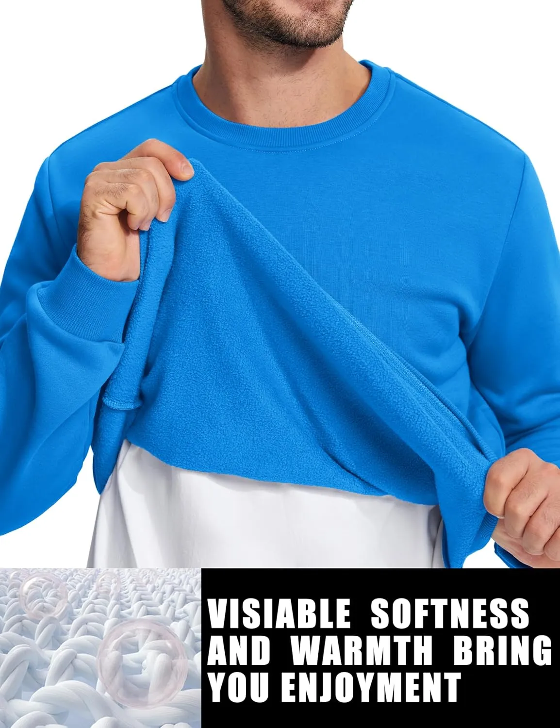 TACVASEN Men's Long Sleeve Crewneck Sweatshirt Winter and Fall Casual Warm Sweatshirt Fleece Lined Pullover