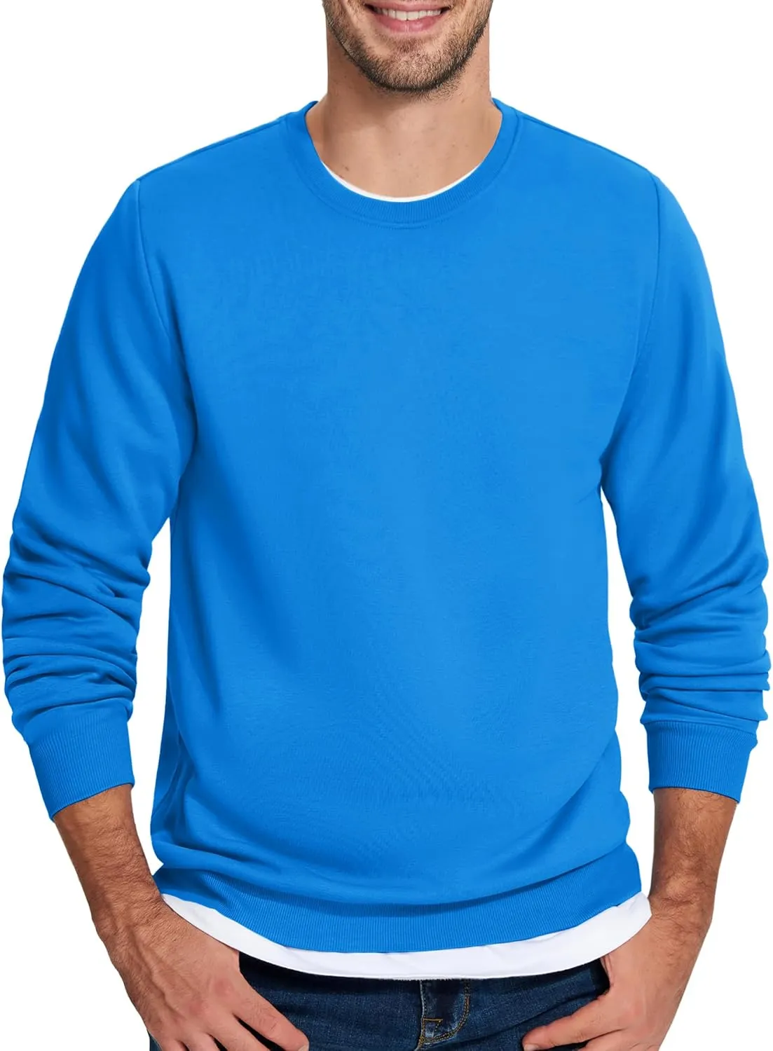 TACVASEN Men's Long Sleeve Crewneck Sweatshirt Winter and Fall Casual Warm Sweatshirt Fleece Lined Pullover