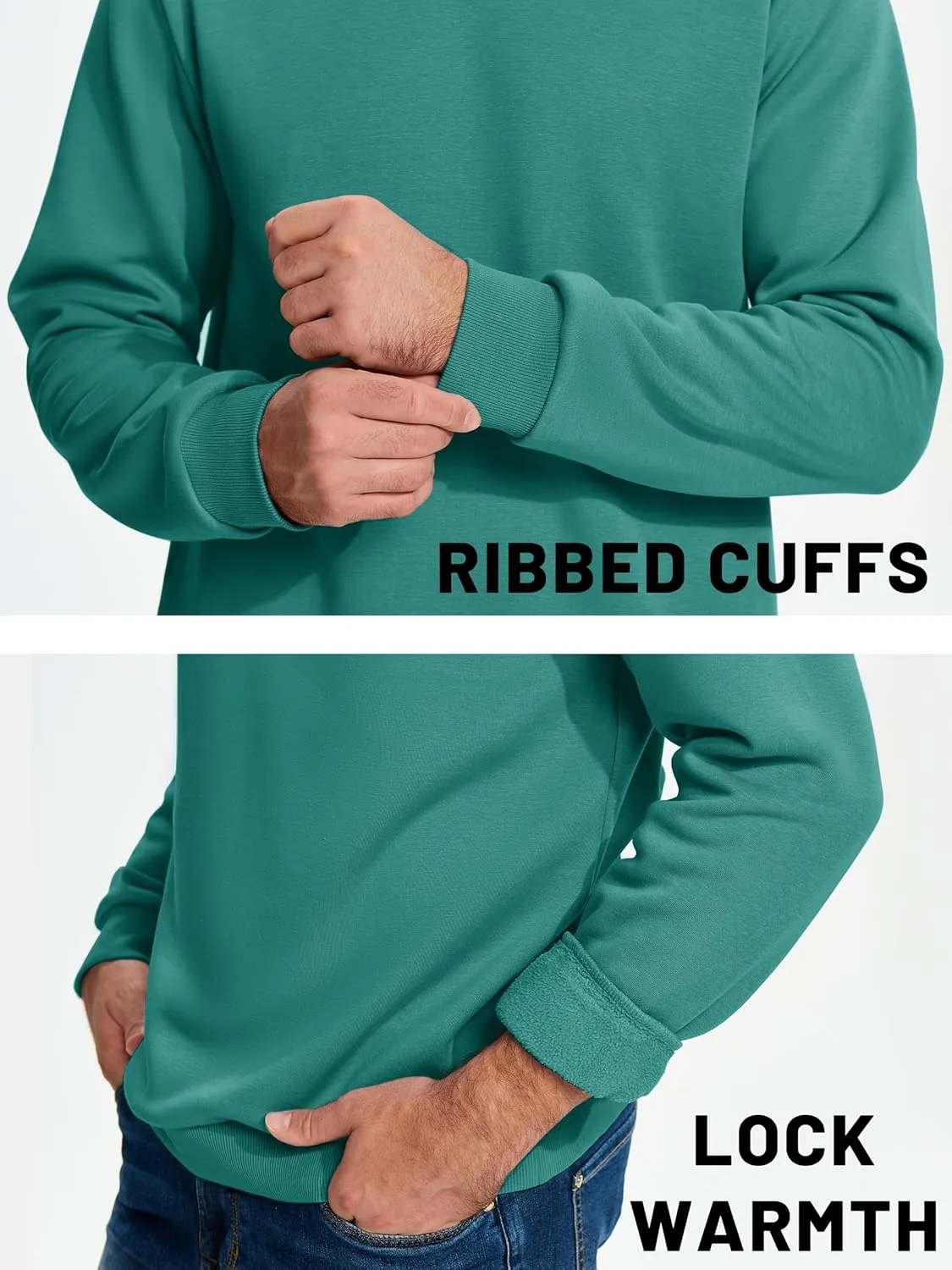 TACVASEN Men's Long Sleeve Crewneck Sweatshirt Winter and Fall Casual Warm Sweatshirt Fleece Lined Pullover