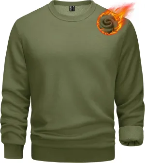 TACVASEN Men's Long Sleeve Crewneck Sweatshirt Winter and Fall Casual Warm Sweatshirt Fleece Lined Pullover