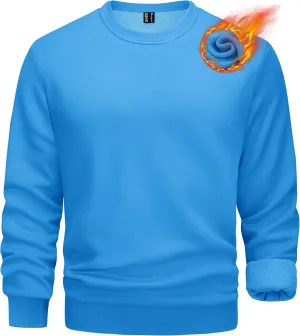 TACVASEN Men's Long Sleeve Crewneck Sweatshirt Winter and Fall Casual Warm Sweatshirt Fleece Lined Pullover