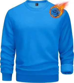 TACVASEN Men's Long Sleeve Crewneck Sweatshirt Winter and Fall Casual Warm Sweatshirt Fleece Lined Pullover
