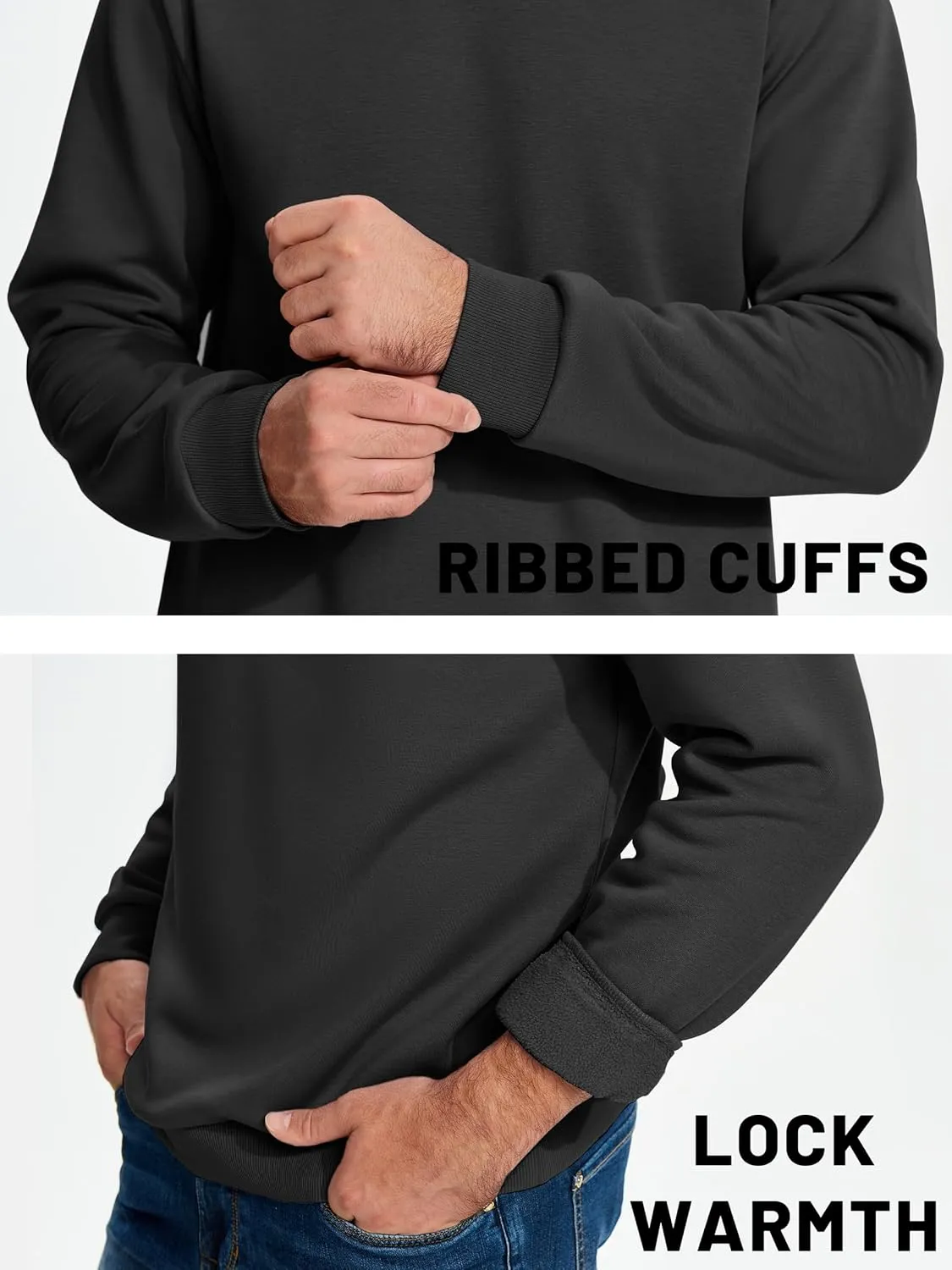 TACVASEN Men's Long Sleeve Crewneck Sweatshirt Winter and Fall Casual Warm Sweatshirt Fleece Lined Pullover
