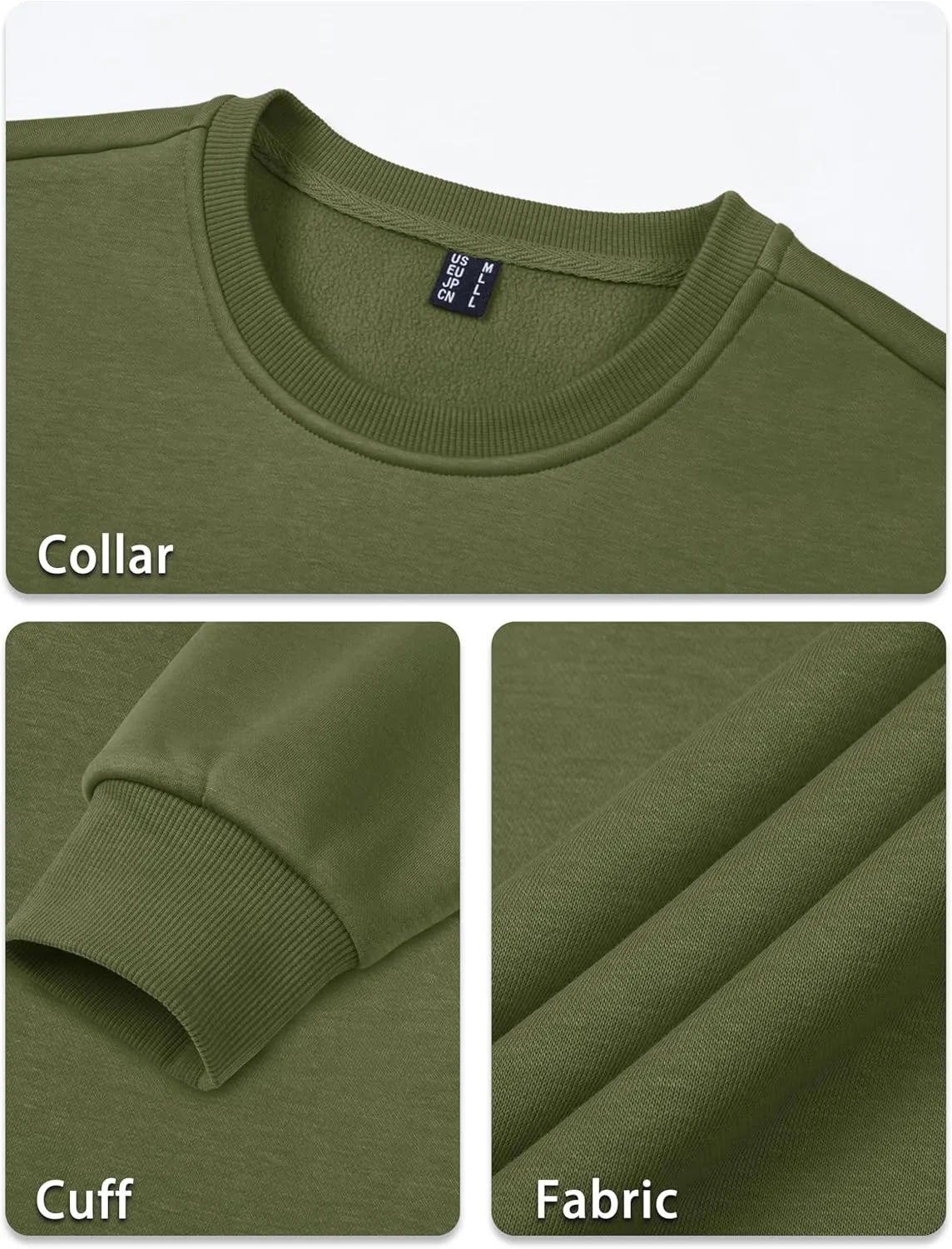 TACVASEN Men's Long Sleeve Crewneck Sweatshirt Winter and Fall Casual Warm Sweatshirt Fleece Lined Pullover