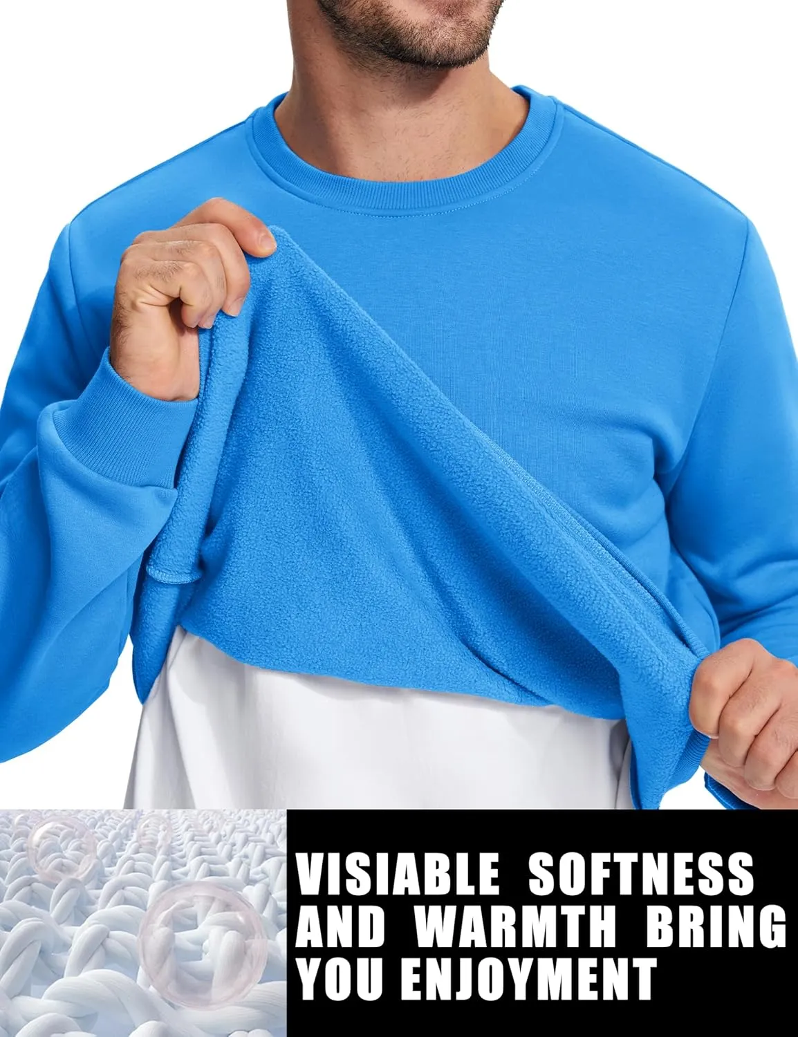 TACVASEN Men's Long Sleeve Crewneck Sweatshirt Winter and Fall Casual Warm Sweatshirt Fleece Lined Pullover
