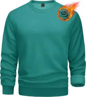 TACVASEN Men's Long Sleeve Crewneck Sweatshirt Winter and Fall Casual Warm Sweatshirt Fleece Lined Pullover