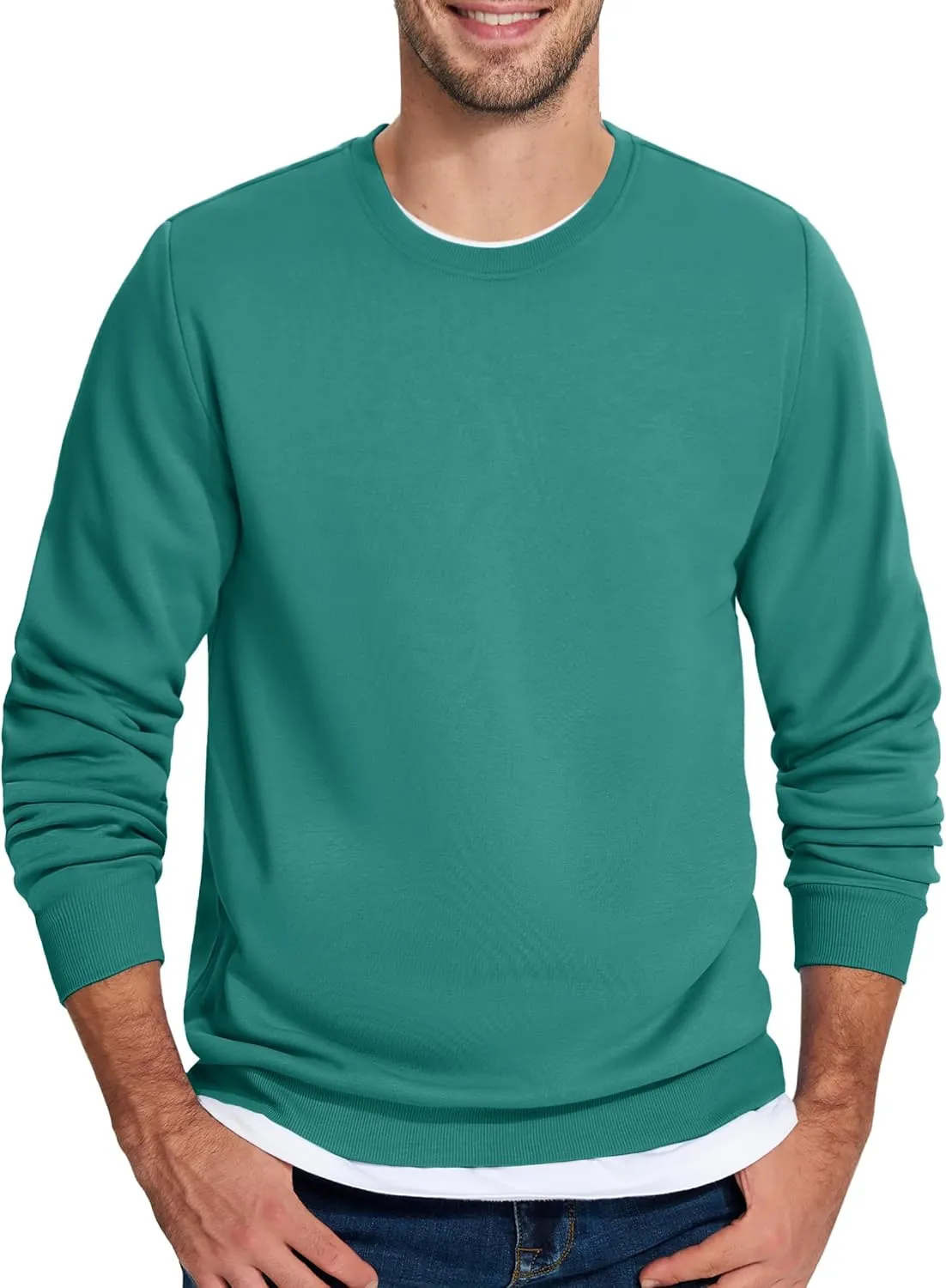 TACVASEN Men's Long Sleeve Crewneck Sweatshirt Winter and Fall Casual Warm Sweatshirt Fleece Lined Pullover