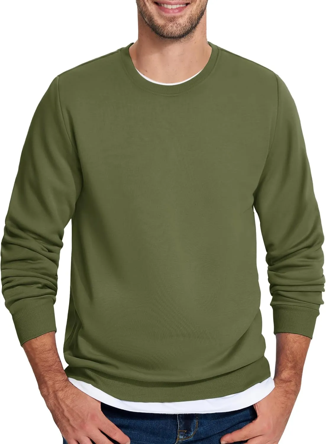 TACVASEN Men's Long Sleeve Crewneck Sweatshirt Winter and Fall Casual Warm Sweatshirt Fleece Lined Pullover
