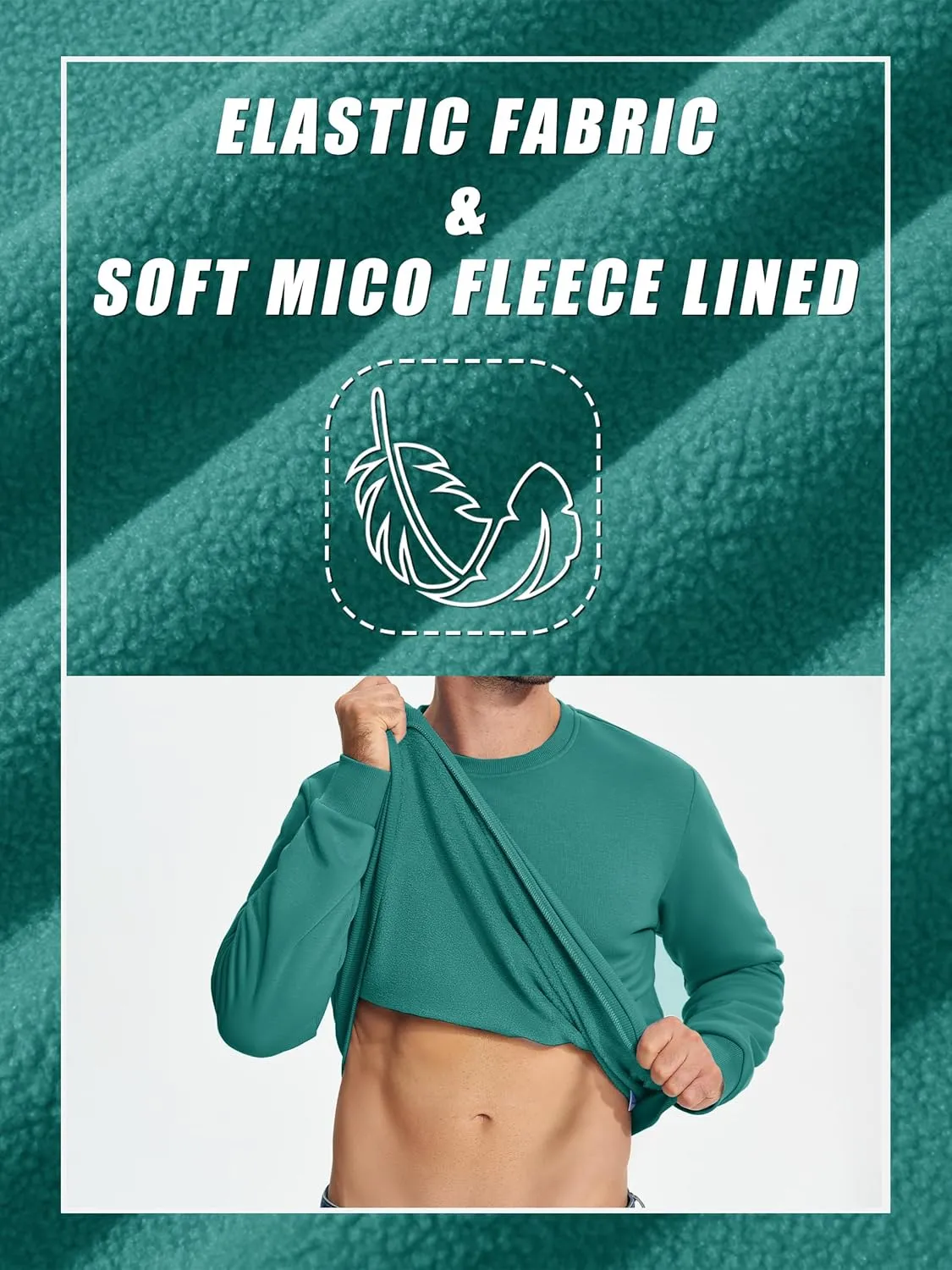 TACVASEN Men's Long Sleeve Crewneck Sweatshirt Winter and Fall Casual Warm Sweatshirt Fleece Lined Pullover