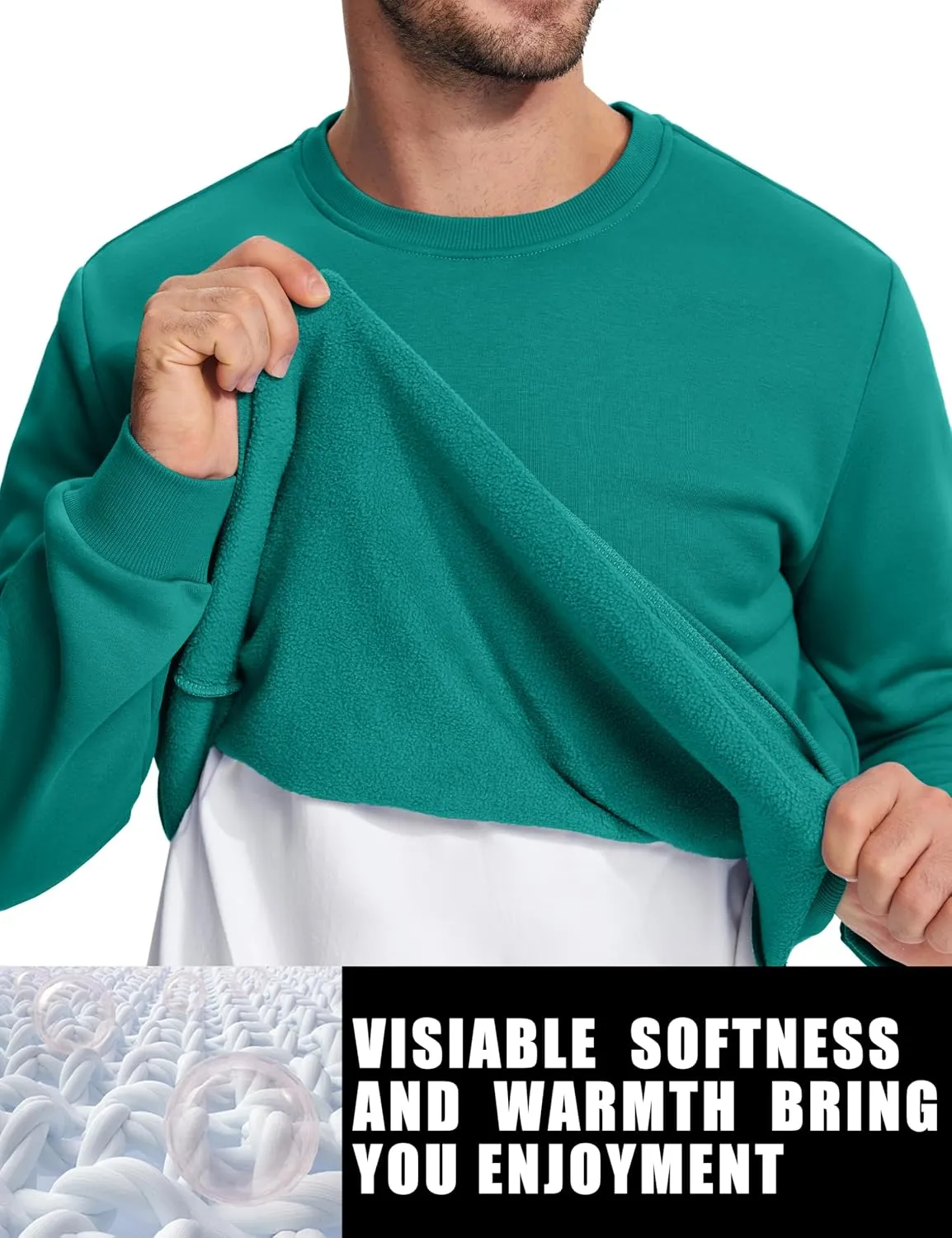 TACVASEN Men's Long Sleeve Crewneck Sweatshirt Winter and Fall Casual Warm Sweatshirt Fleece Lined Pullover
