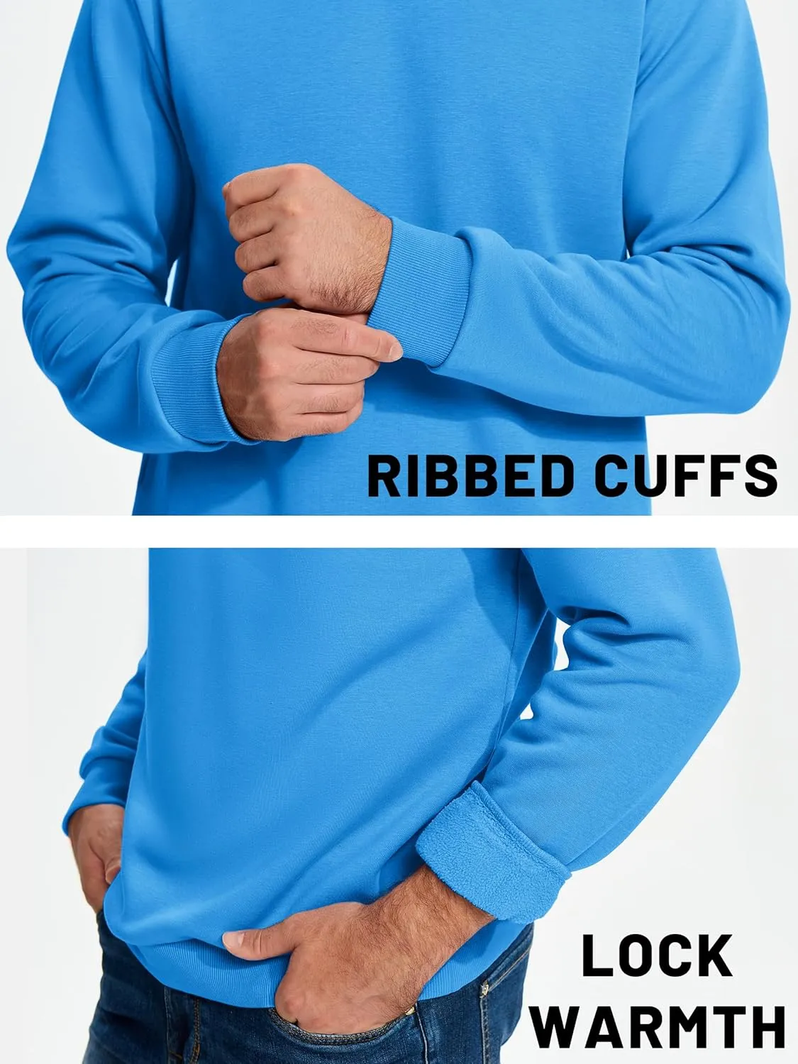 TACVASEN Men's Long Sleeve Crewneck Sweatshirt Winter and Fall Casual Warm Sweatshirt Fleece Lined Pullover