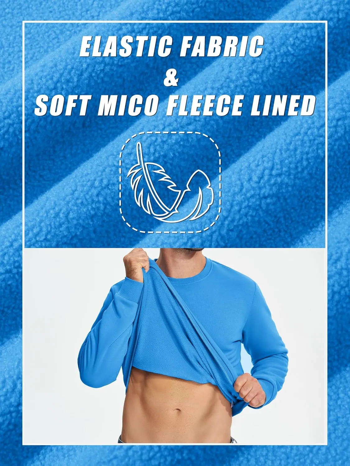 TACVASEN Men's Long Sleeve Crewneck Sweatshirt Winter and Fall Casual Warm Sweatshirt Fleece Lined Pullover