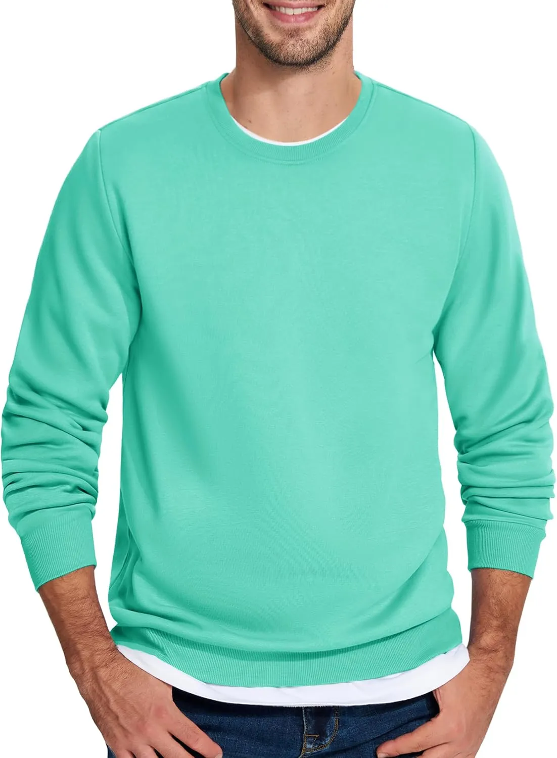 TACVASEN Men's Long Sleeve Crewneck Sweatshirt Winter and Fall Casual Warm Sweatshirt Fleece Lined Pullover
