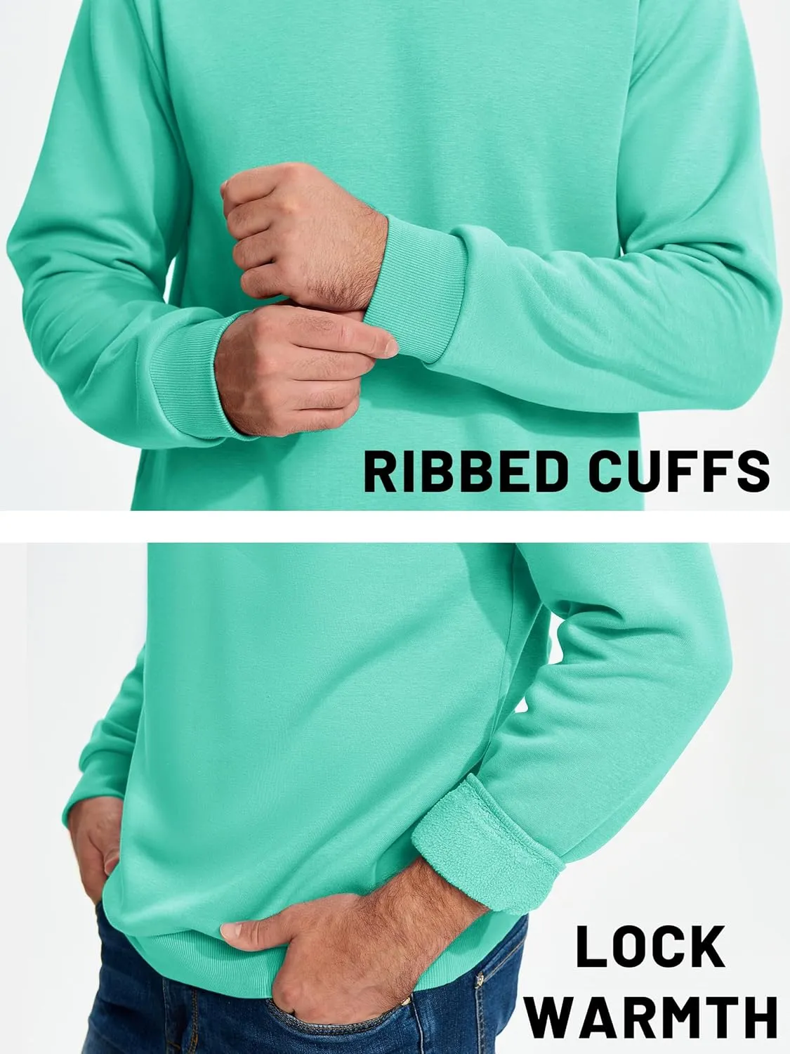 TACVASEN Men's Long Sleeve Crewneck Sweatshirt Winter and Fall Casual Warm Sweatshirt Fleece Lined Pullover