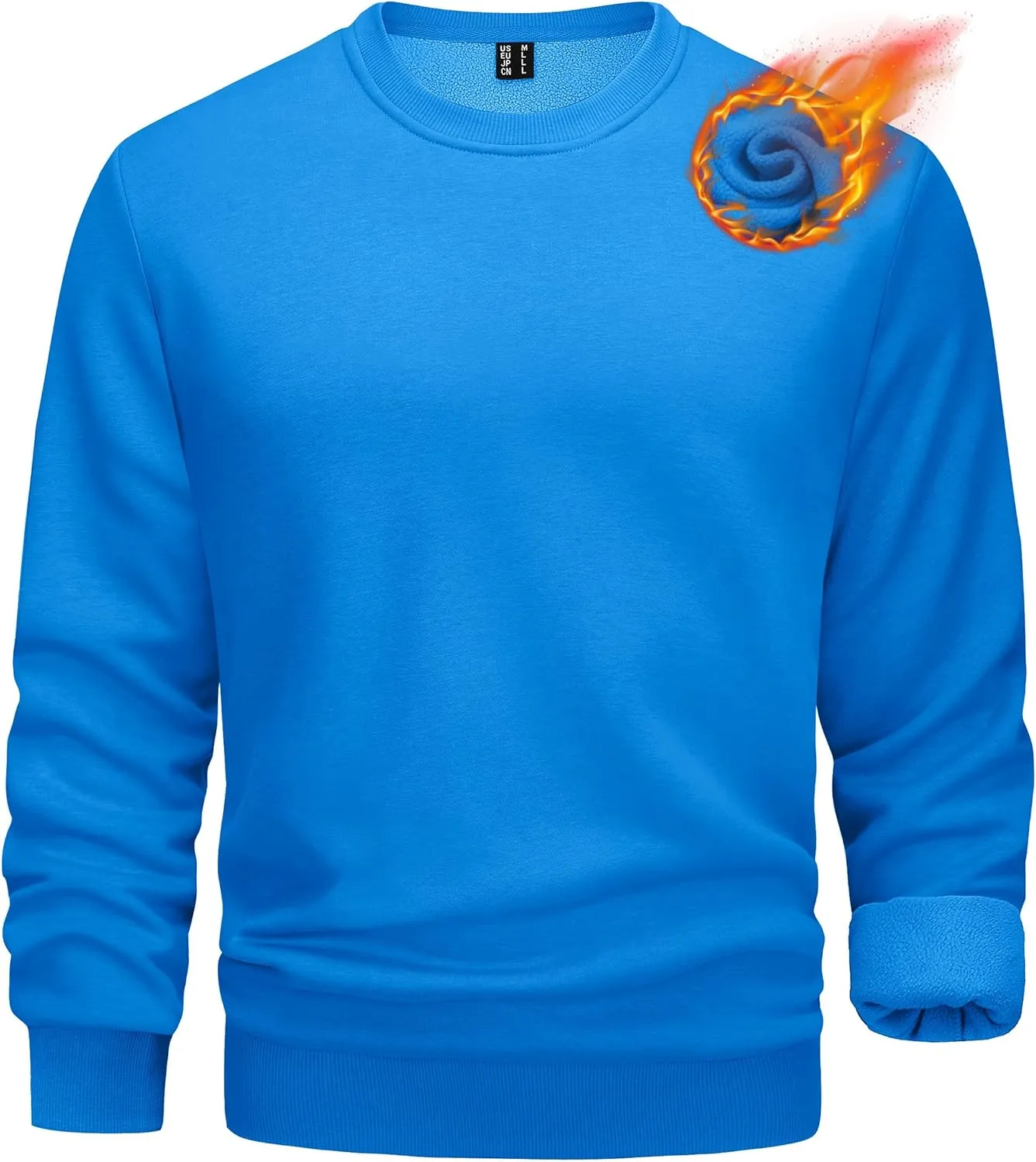TACVASEN Men's Long Sleeve Crewneck Sweatshirt Winter and Fall Casual Warm Sweatshirt Fleece Lined Pullover