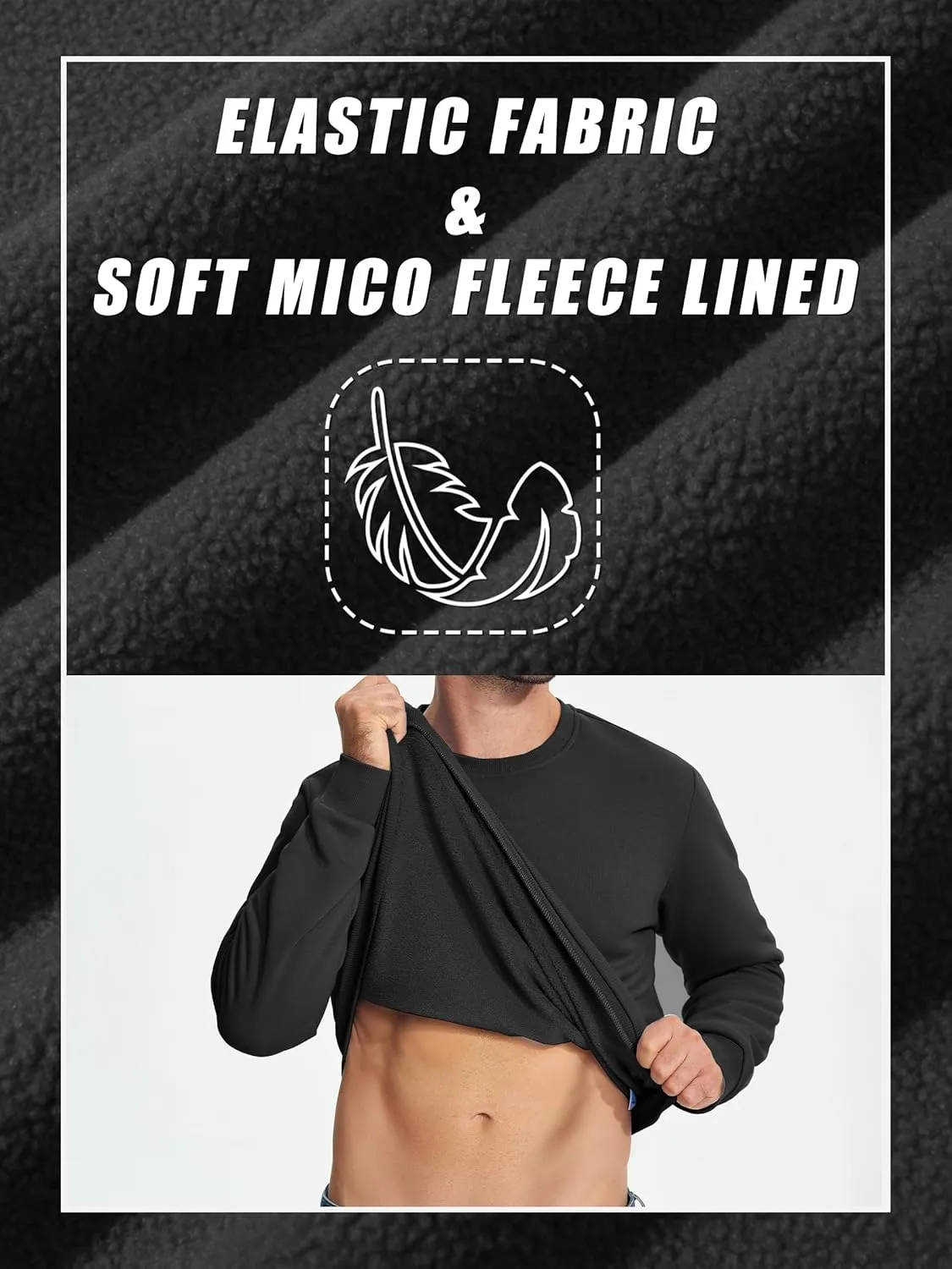 TACVASEN Men's Long Sleeve Crewneck Sweatshirt Winter and Fall Casual Warm Sweatshirt Fleece Lined Pullover